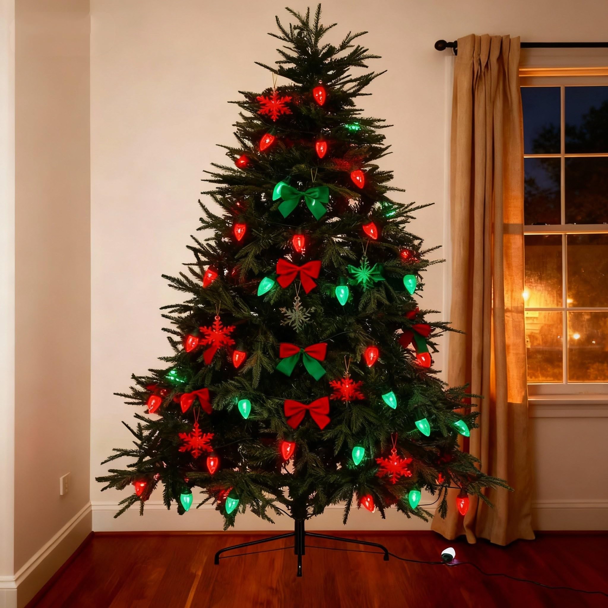 Ucutely C9 Led Christmas Lights Outdoor 33 Feet 50 Led 8 Lighting Modes Waterproof Connectable Christmas String Lights For Outside Roofline Patio Home Xmas Decorations (Red & Green)