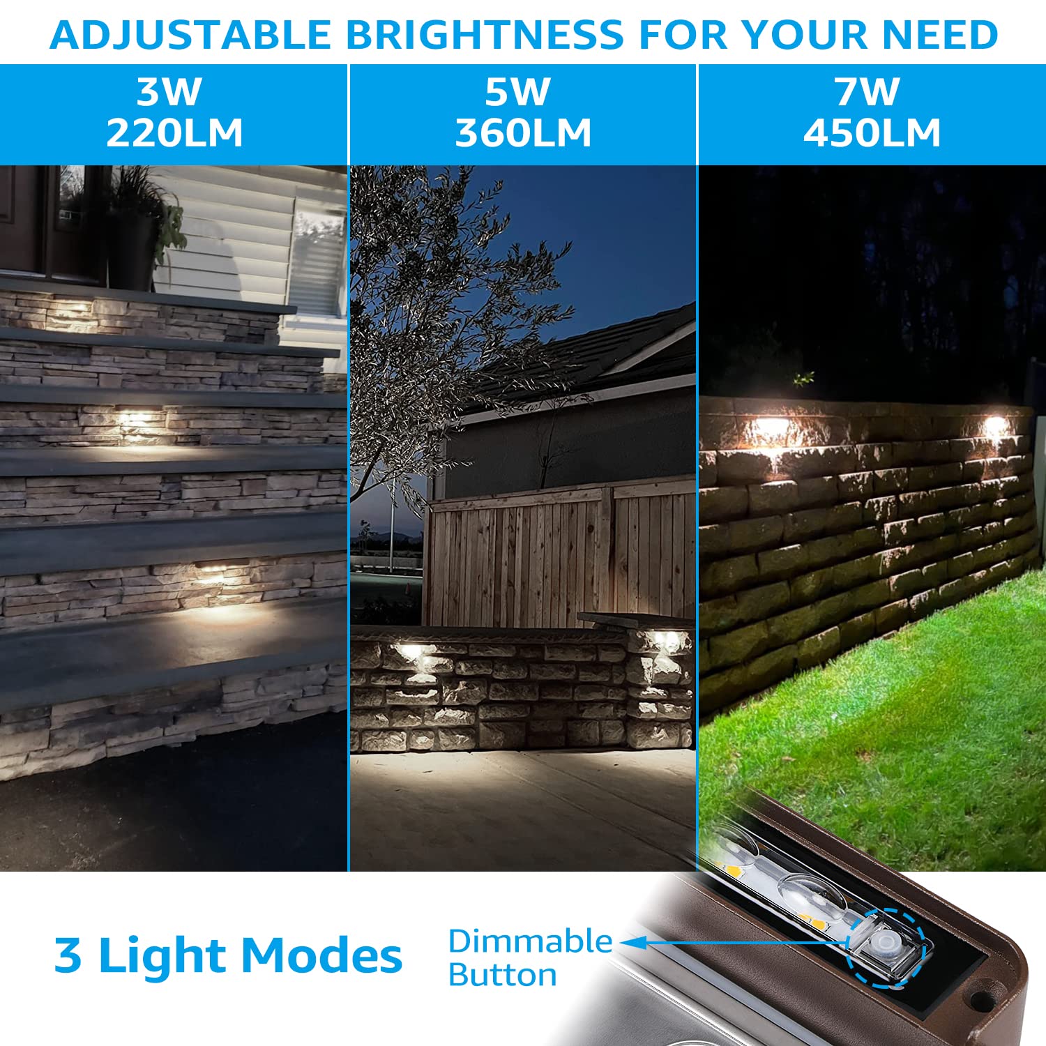 LEONLITE 12 Inch Dimmable LED Hardscape Lighting, 8-Pack, Die-Cast Aluminum, 5000K Daylight, Low Voltage, Model 30567