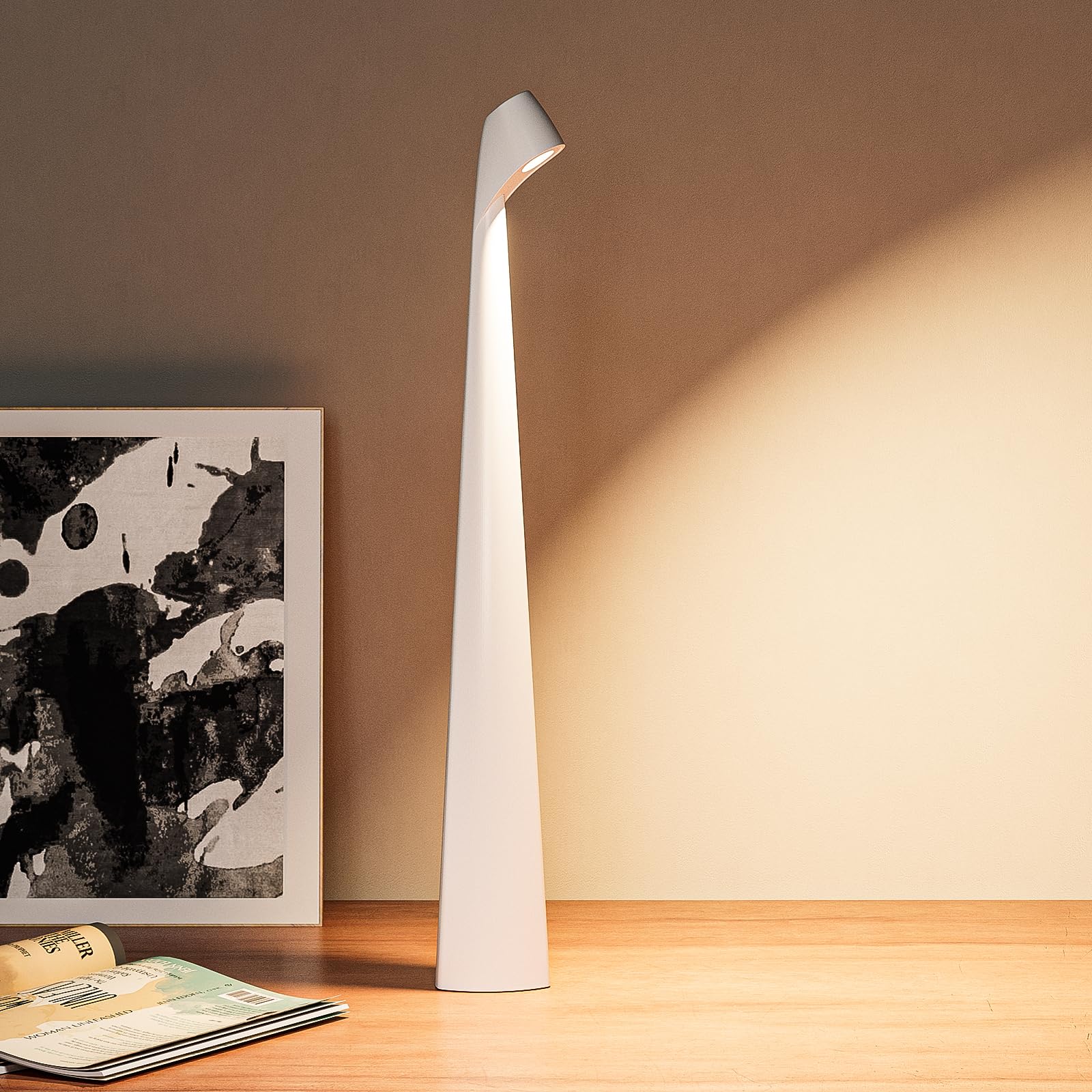 HAPYGI Portable Cordless LED Desk Lamp, Rechargeable Wireless Table Lamp, 3-Level Brightness, Patio & Bedside Night Light, Dinin