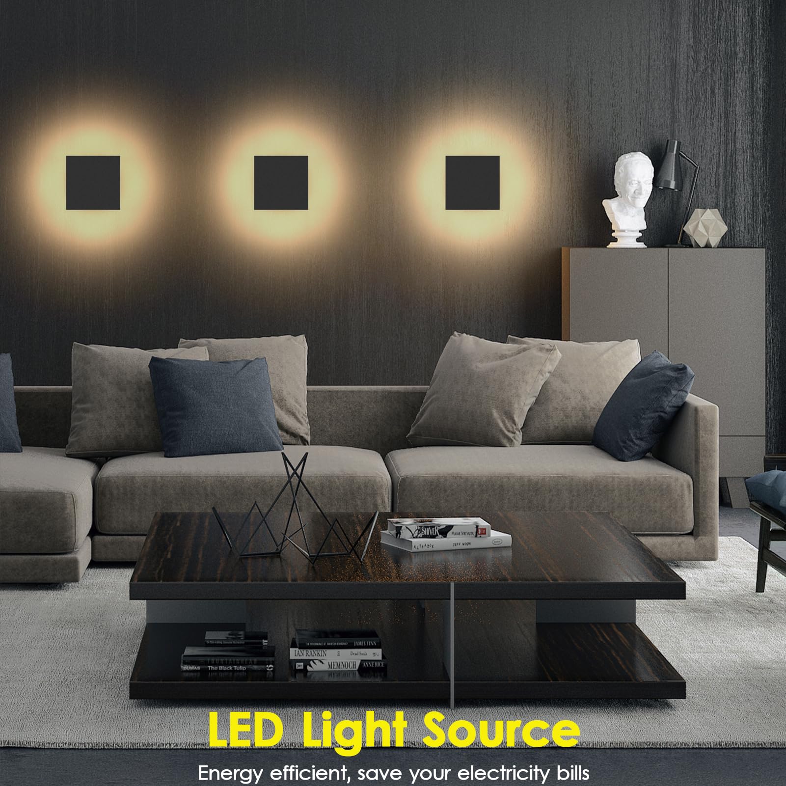 Aoceley 2 Packs Led Wall Light Outdoor Indoor Modern Wall Sconce Mini Wall Sconce Black Modern Outdoor Wall Lights Aluminum Porc