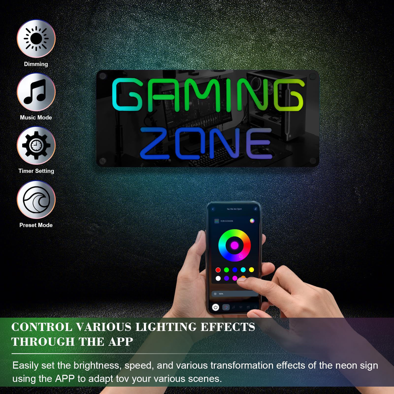 ineonlife Neon Sign for Gaming Room Decor, Mirrored Colorful, 14.57 x 6.3 inches, USB Powered