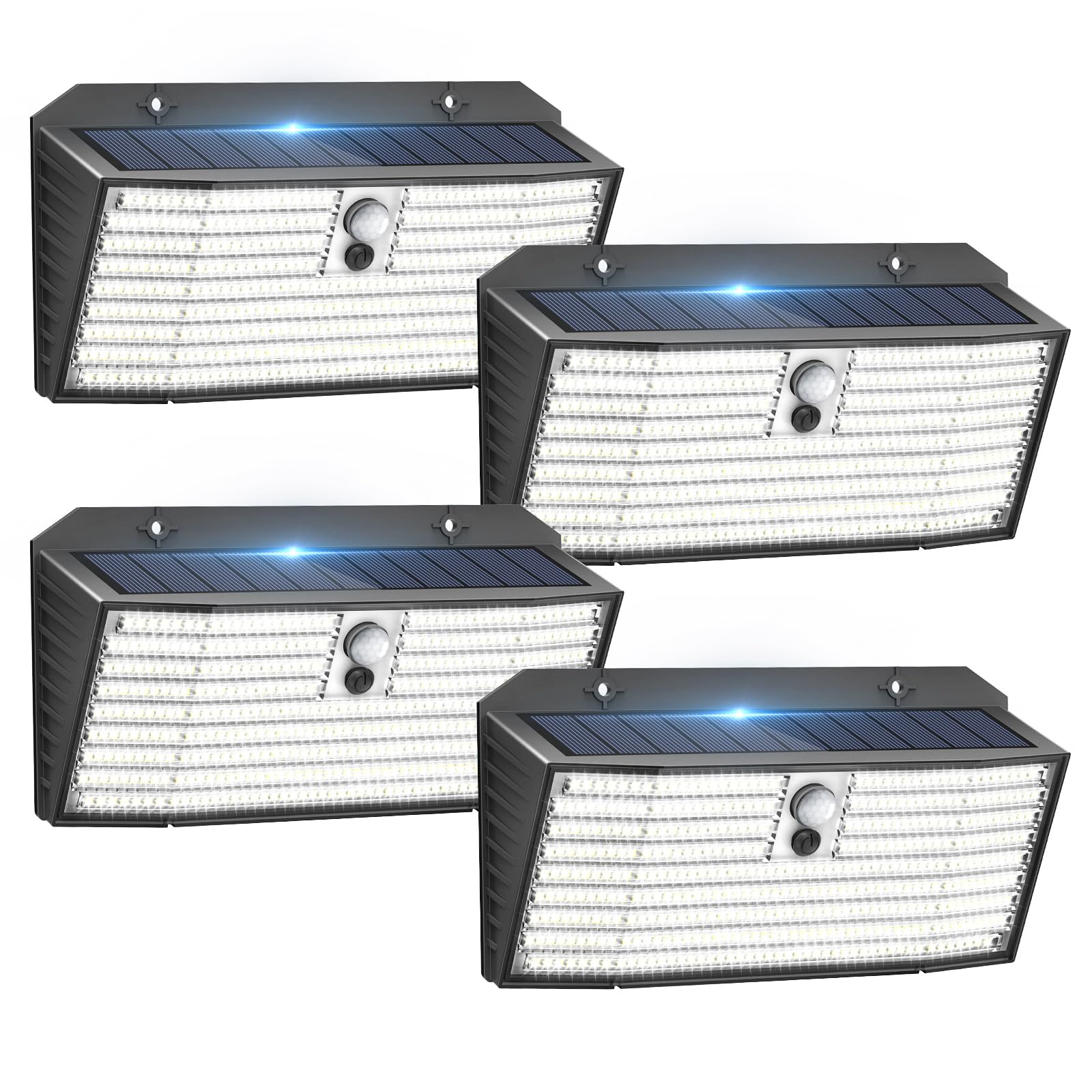 APILAB Upgraded Solar Lights Outdoor, 4 Pack 418 LED Motion Sensor Outdoor Lights, 3 Modes Security Light, IP65 Waterproof Solar