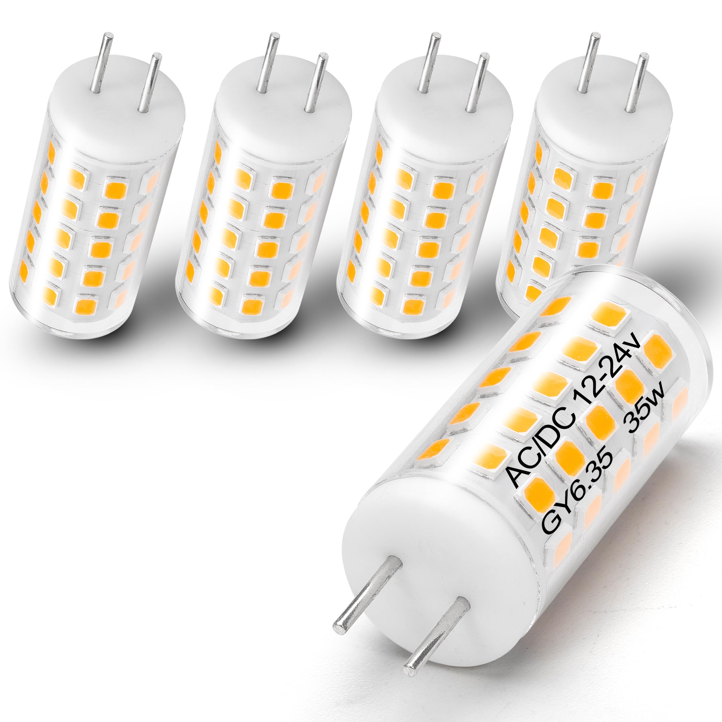 Heifymi Gy6.35 Light Bulb Ac/Dc 12-24V 4W Equivalent 35W-40W Halogen Bulb Warm White 2700K Gy6.35/G6.35 Jc Type Bi-Pin Base For