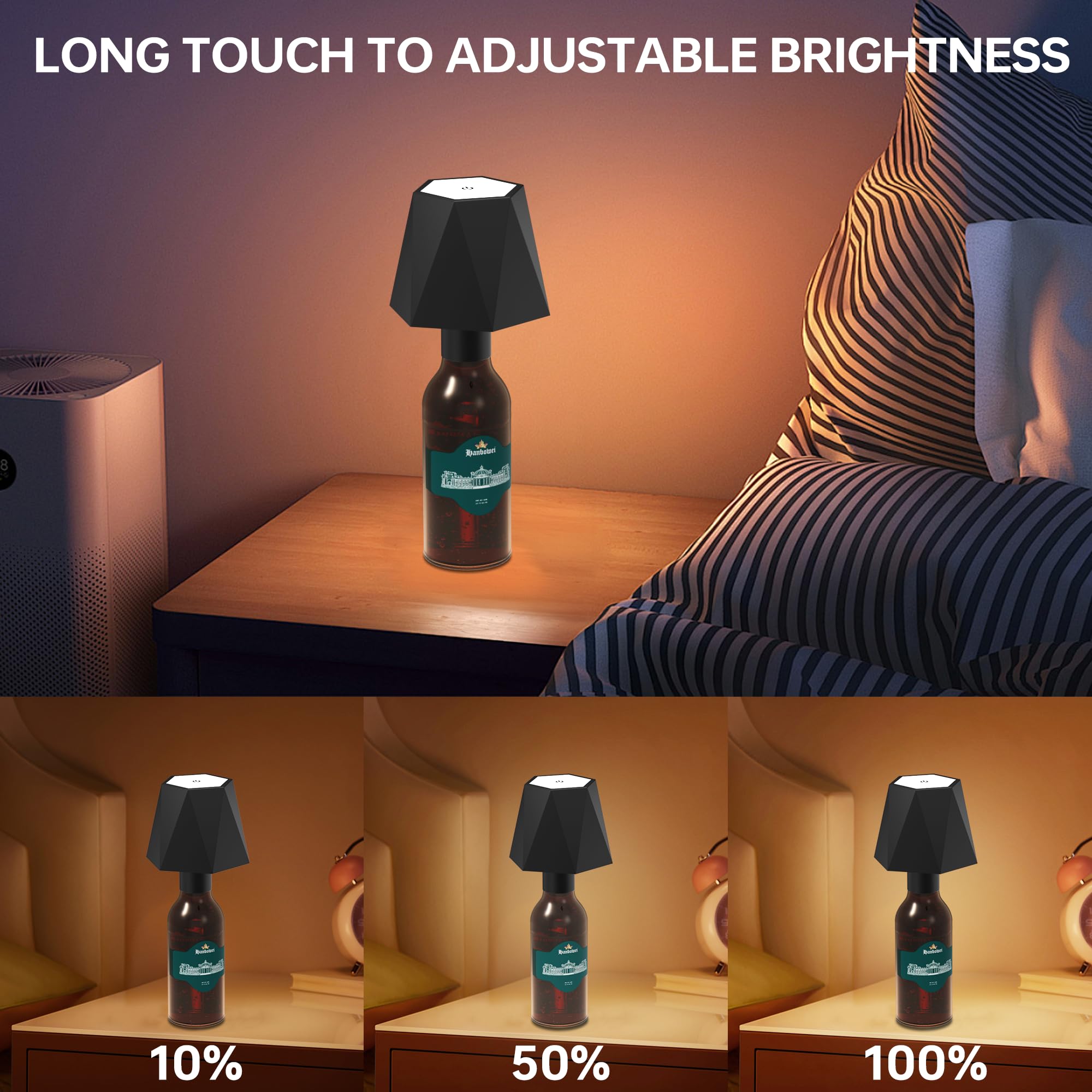 Kacuozx Led Table Lamp, Rgb Colorful Bottle Lamp, Cordless Rechargeable Dimmable Portable Desk Lamp, 4000Mah Desk Lamp For Restaurant/Home/Bar