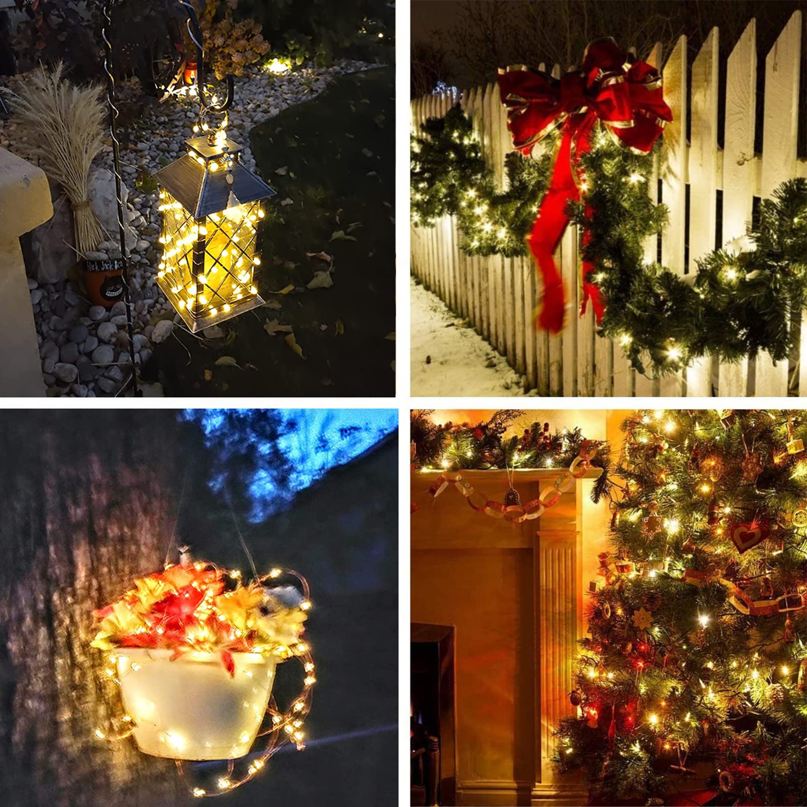 Solar String Lights Outdoor, 4 Pack 160Ft 400 Led Solar Twinkle Lights For Outside Waterproof Copper Wire With 8 Modes Solar Fai