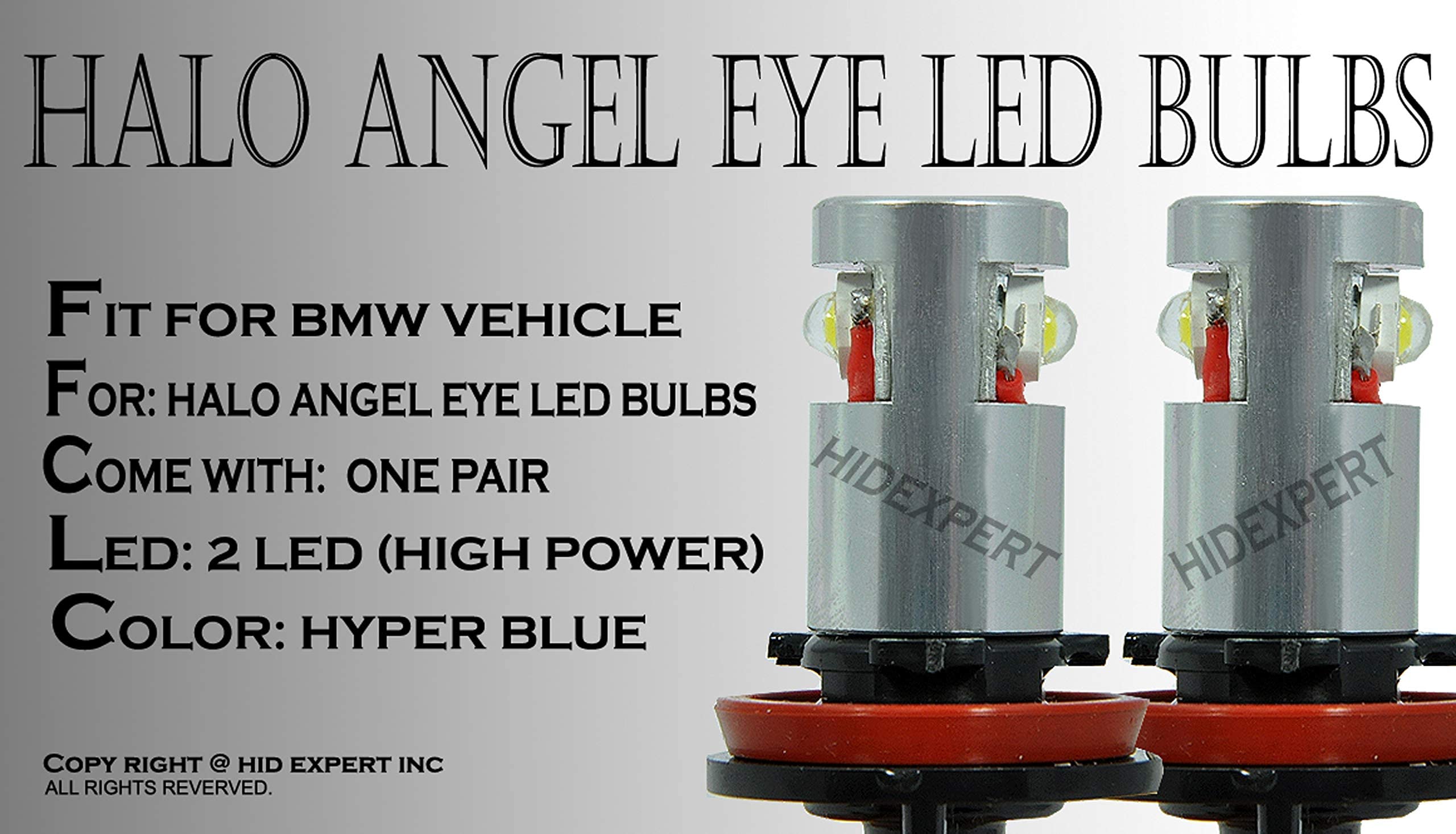 ICBEAMER Fit BMW Angel Eye Halo Ring E92 H8 H11 High Power LED 10000K White Replacement Blue Light Bulbs [Pack of 2 pcs]