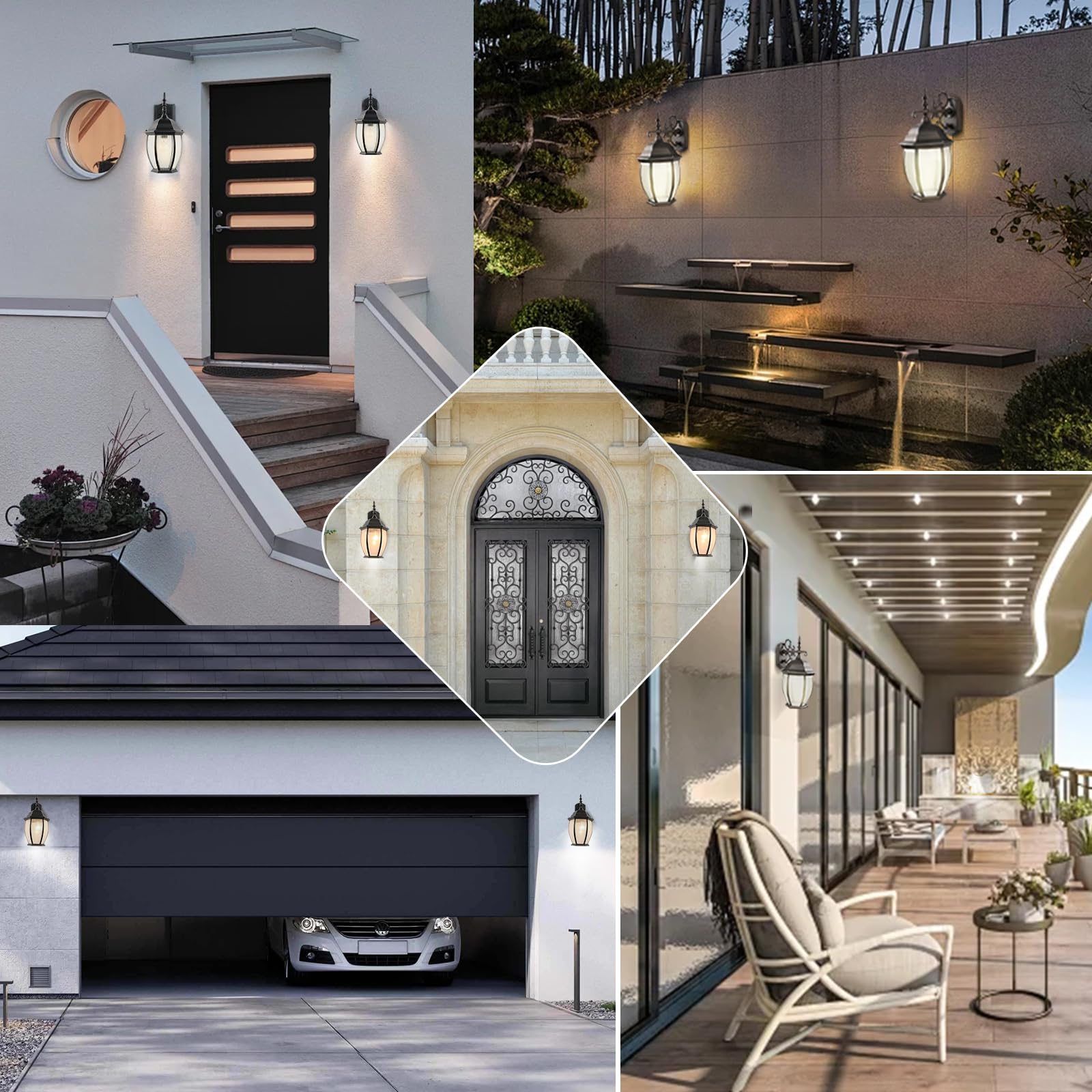 Lprzsg Outdoor Wall Lights, 18&quot; Waterproof Black Aluminum Sconce With Glass Shades For Porch, Patio