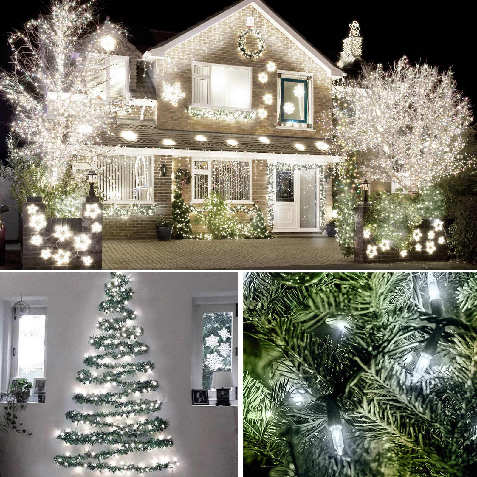 KOUQIYA Battery Operated String Lights, 100 LED, 33ft, Cool White, Waterproof, 8 Modes, Auto-Timer, Model LLP100CWUS