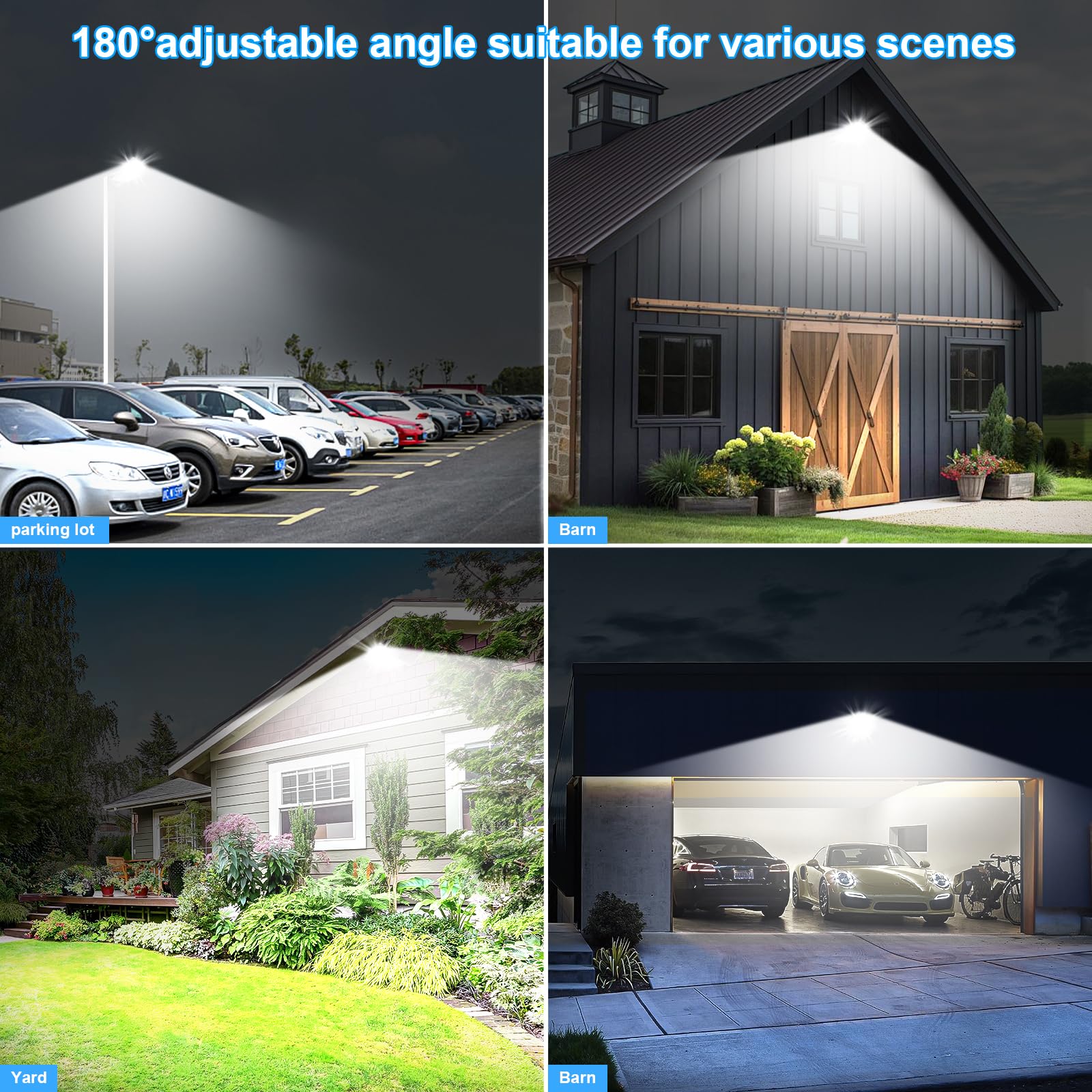 BIRITALO LED Flood Light 350W 52500LM Dusk to Dawn Waterproof 5000K Brown 3 Pack