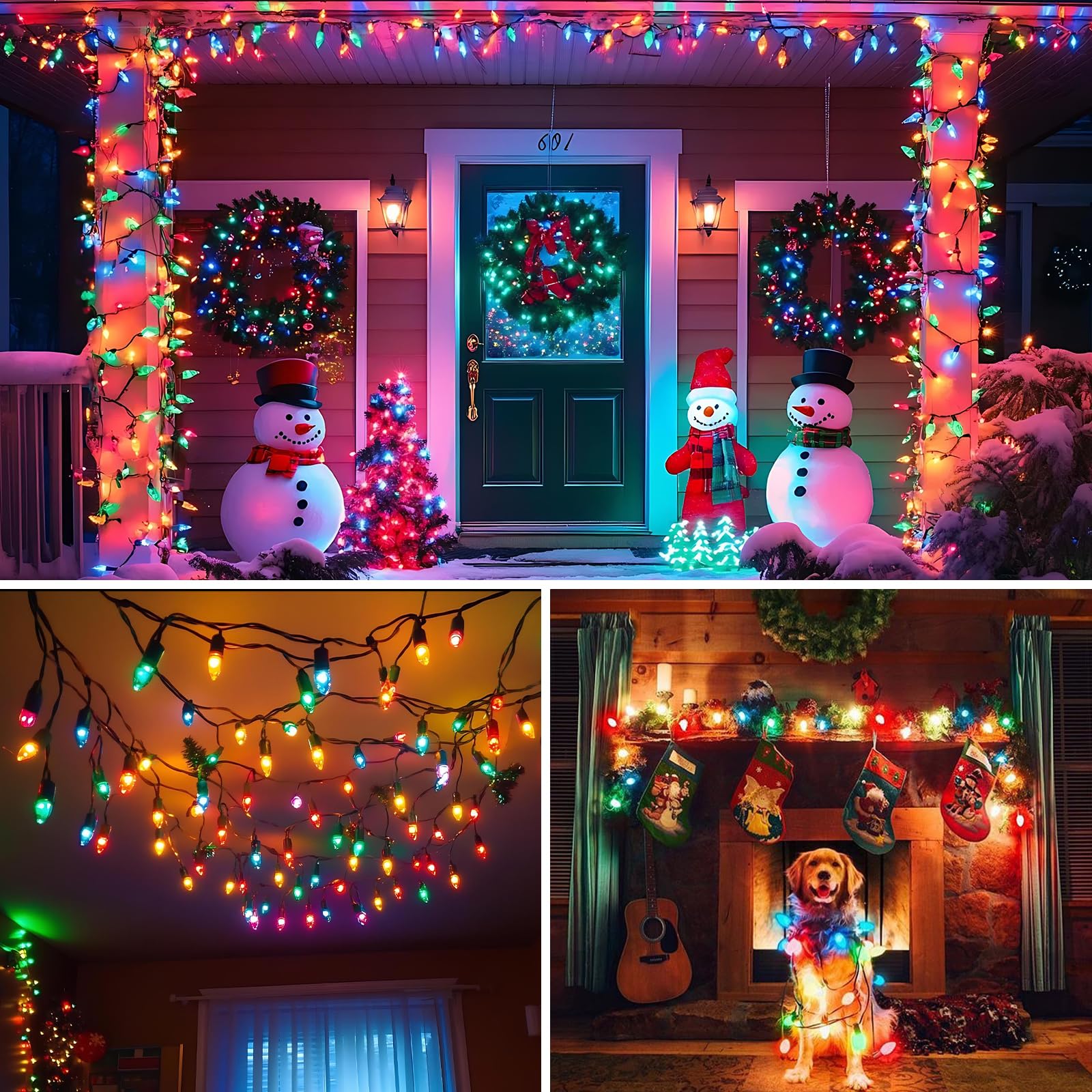 Vruxuri C9 LED Christmas Light Bulbs, Shatterproof & Dimmable, 25 Pack, Multicolor