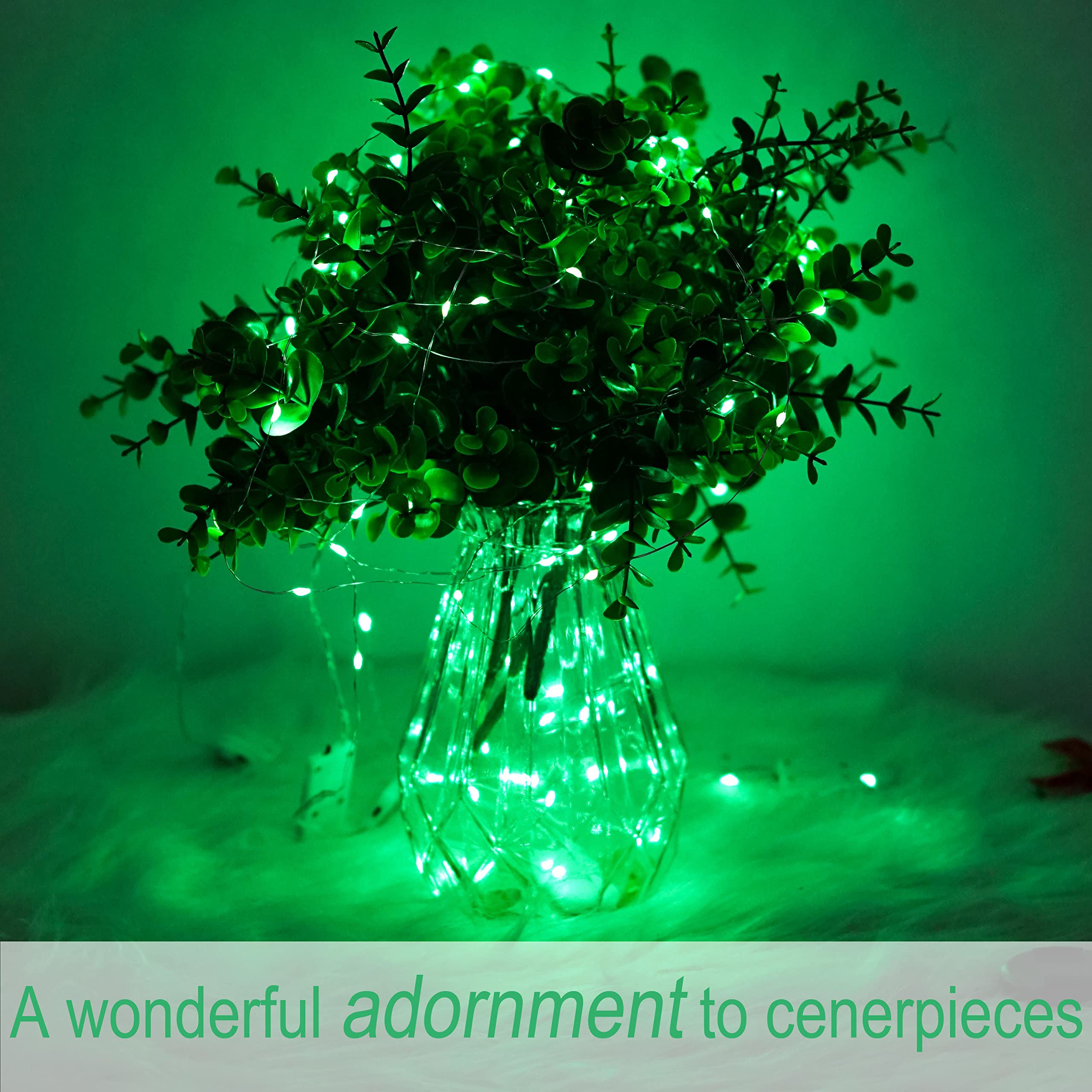 Smilingtown 24 Pack Starry Fairy String Lights, 20 Leds, 7.2Ft, Green Copper Wire, Battery Powered