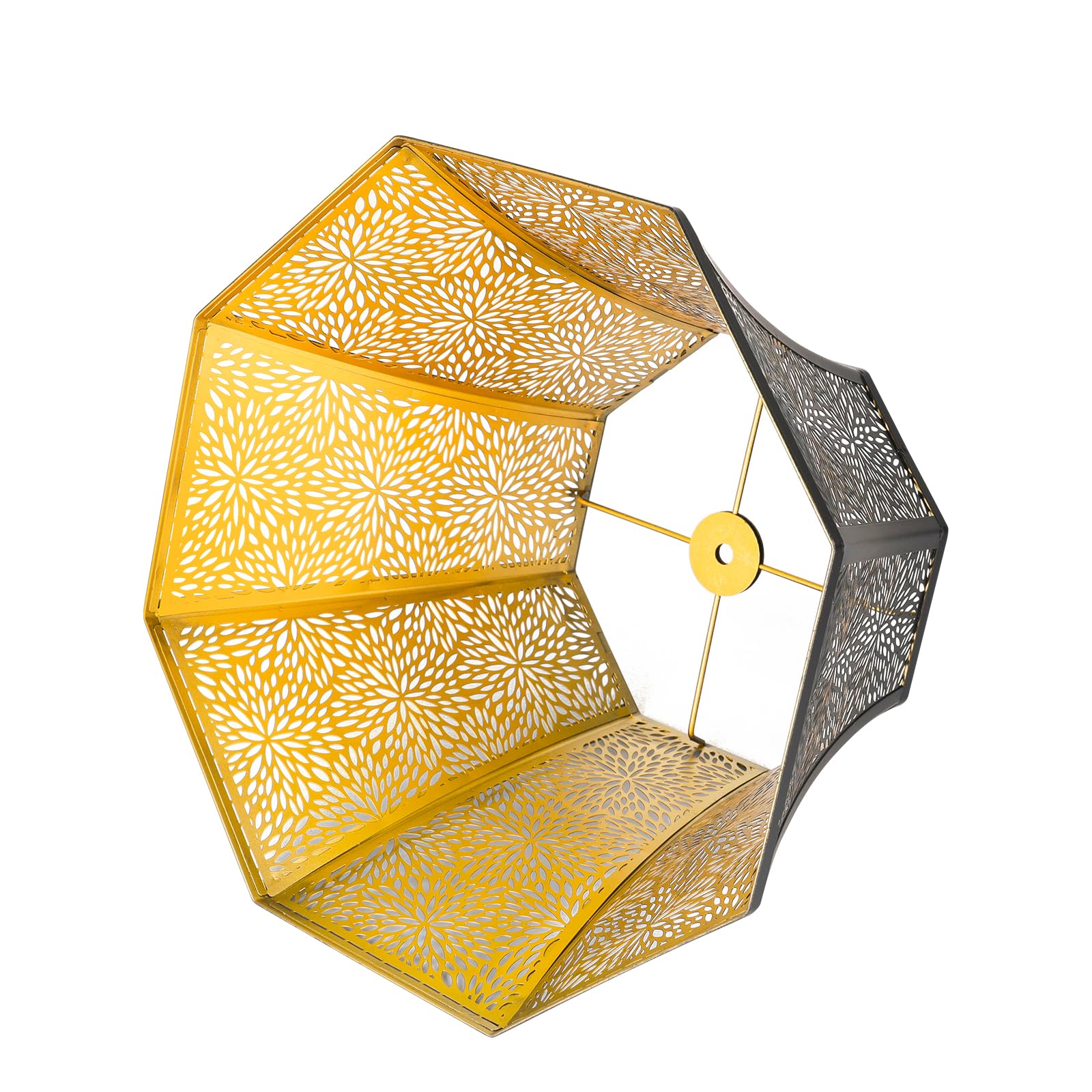 ALUCSET Octagonal Metal Lampshade, Black and Gold, 7.9x13.8x8.7in, Fits Table and Floor Lamp