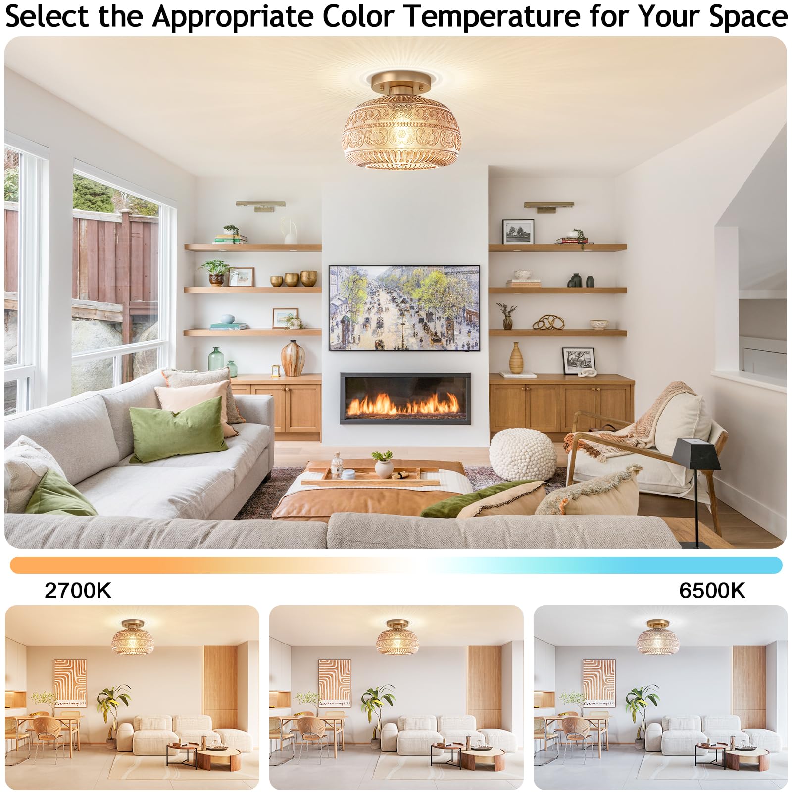 Oykyohei Amber Glass Semi Flush Mount Ceiling Light Fixture For Kitchen, Hallway, Bedroom