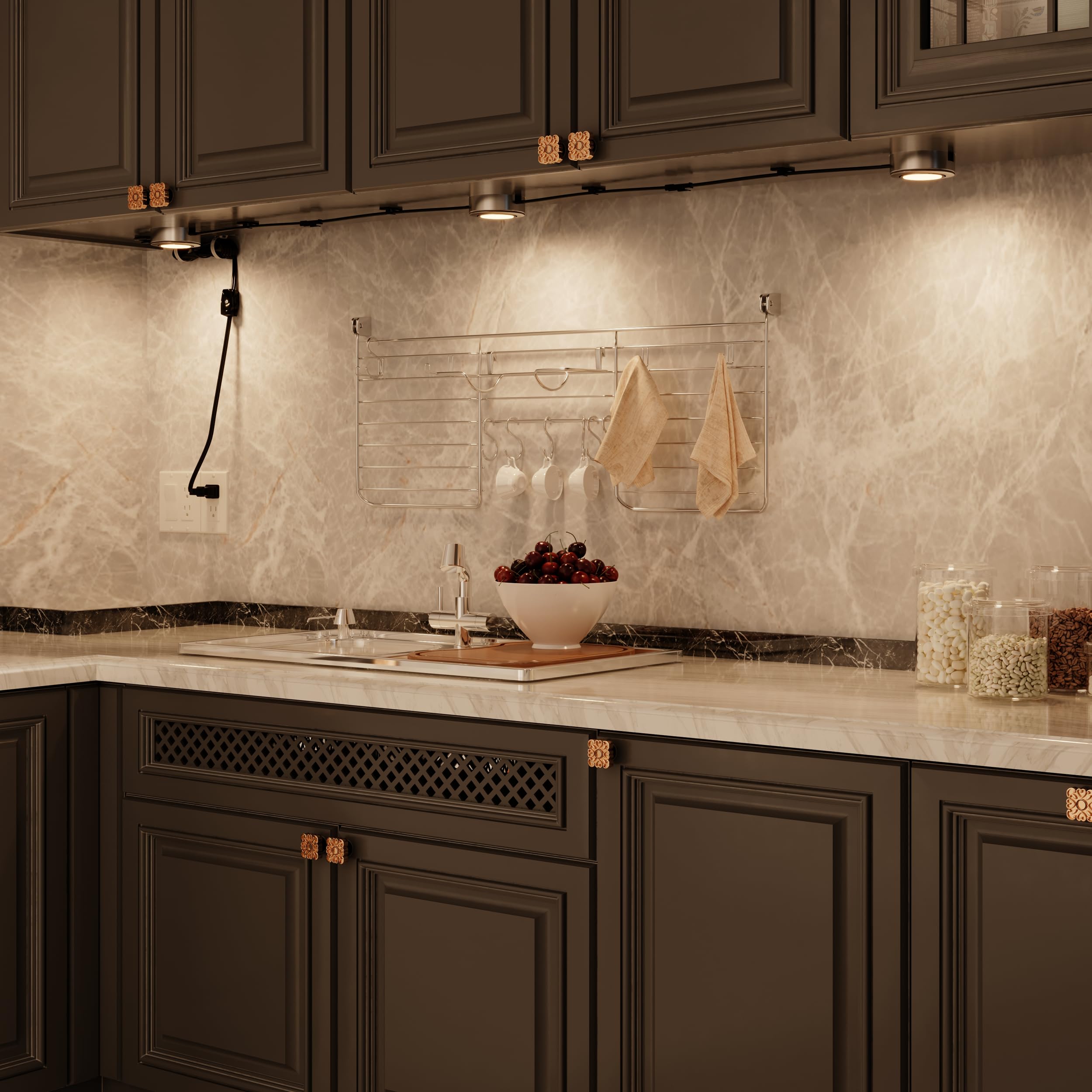 Getinlight 2.75&quot; Wide 4000K Swivel And Dimmable Wired Led Puck Lights Kit, Plug-In Or Hardwired Installation, Recessed Or Surface Mounted, Brushed Nickel Finish, Set Of 3, In-0107-3-Sn-40