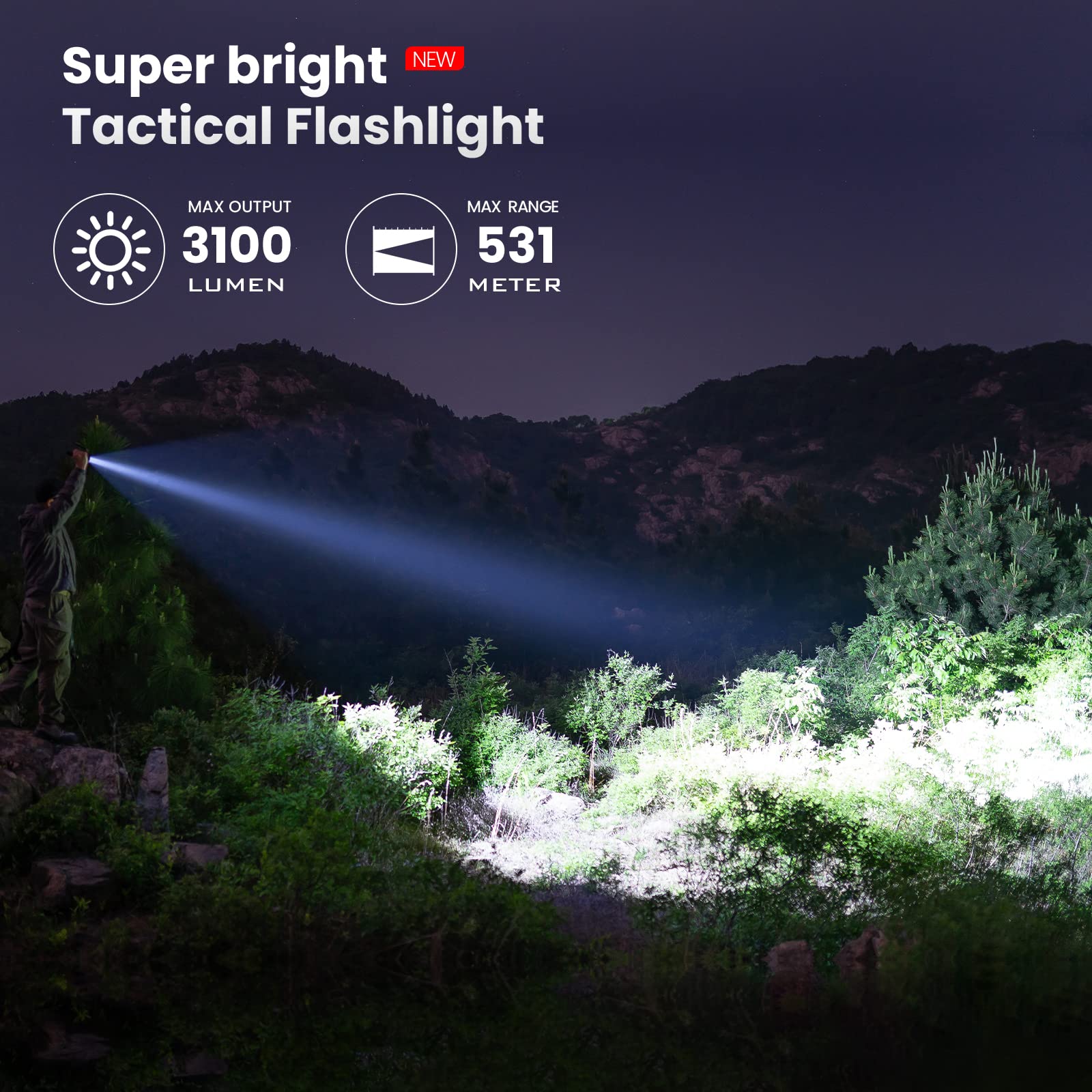 Sofirn C8L Rechargeable Flashlight - 3100 Lumens, 531m Range, IPX8 Waterproof, C8-001 Model