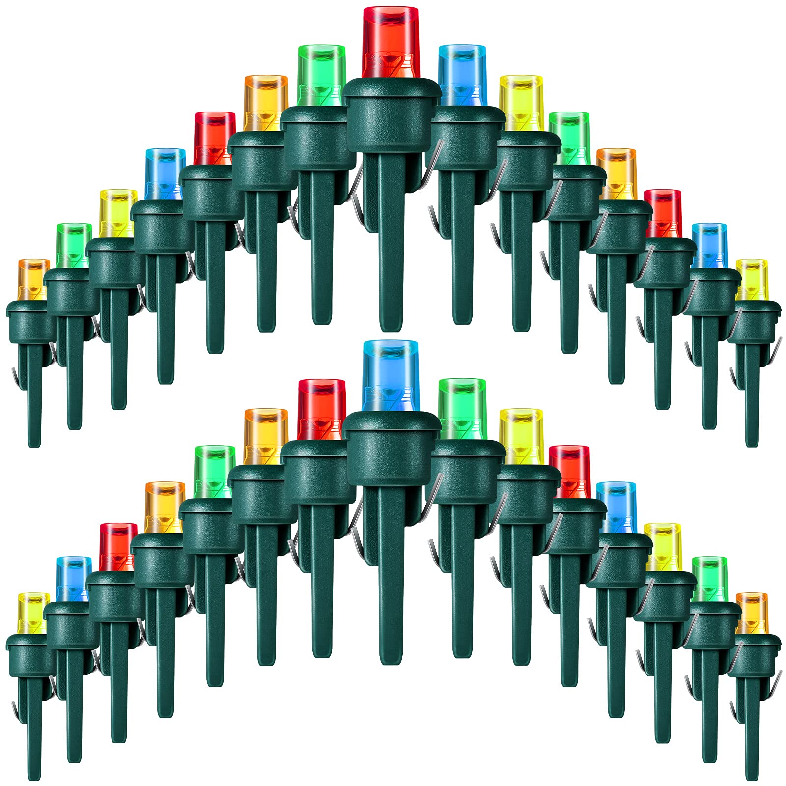 Honoson Christmas LED Replacement Bulbs, 180 Count, Wide Angle, Multicolor, Green Base