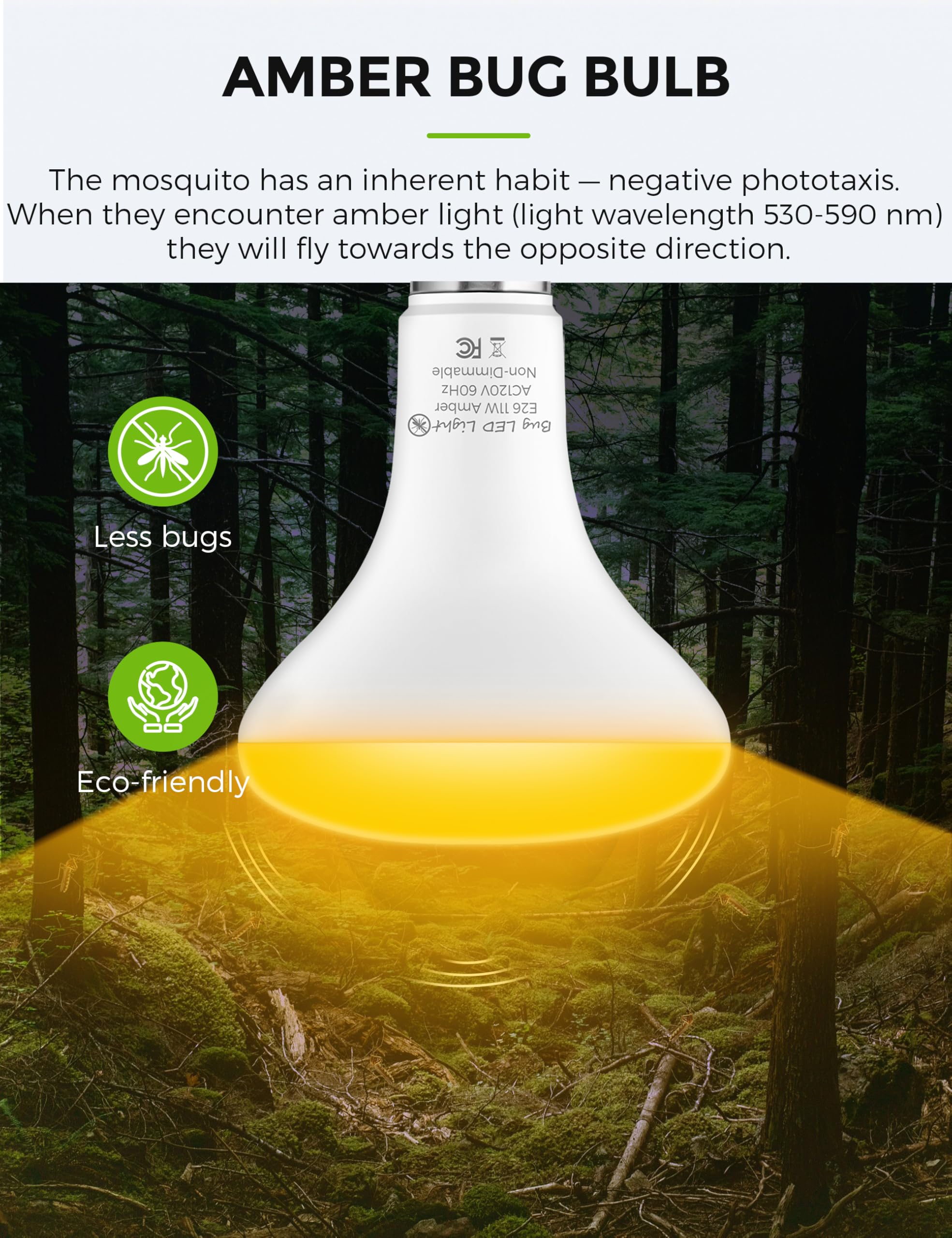 L Lohas Led Yellow Bug Light Bulbs Outdoor, 65W Equivalent Br30 Bug Flood Lights For Outside, Non-Attracting, 11W Amber Porch Li