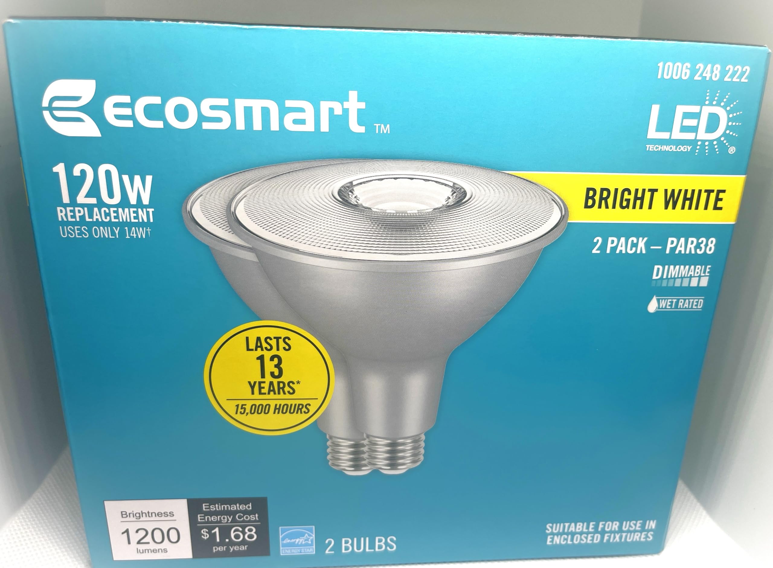 EcoSmart 120-Watt Equivalent PAR38 Dimmable Energy Star Flood LED Light Bulb Bright White (2-Pack)