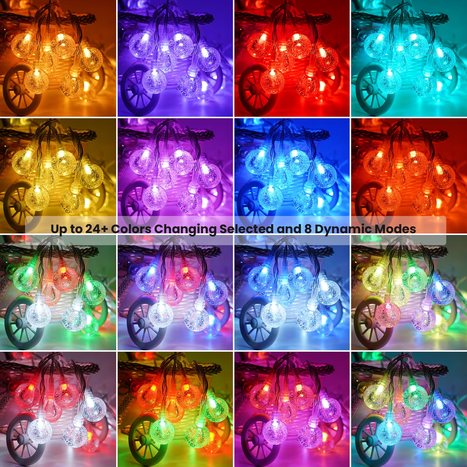 OMIKA Color Changing Globe String Lights, 50 LEDs, 16.5ft, USB Plug, 24 RGB Colors, Model MKR-PL-15, Ambient Lighting for Home Decor