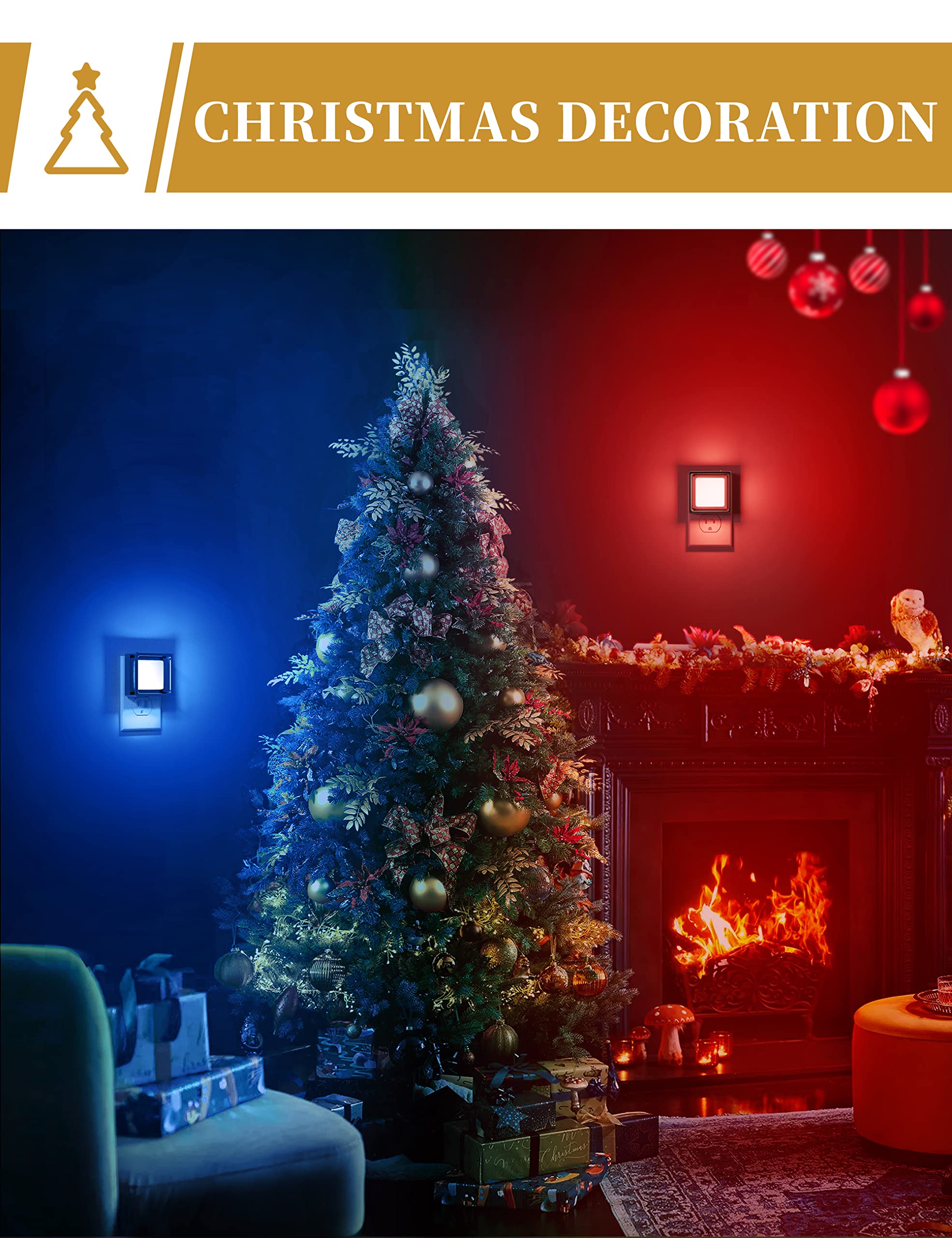 Doresshop Blue Night Light [2 Pack], Night Lights Plug Into Wall, Night Light, Dusk To Dawn Sensor, Led Night Light Adjustable B
