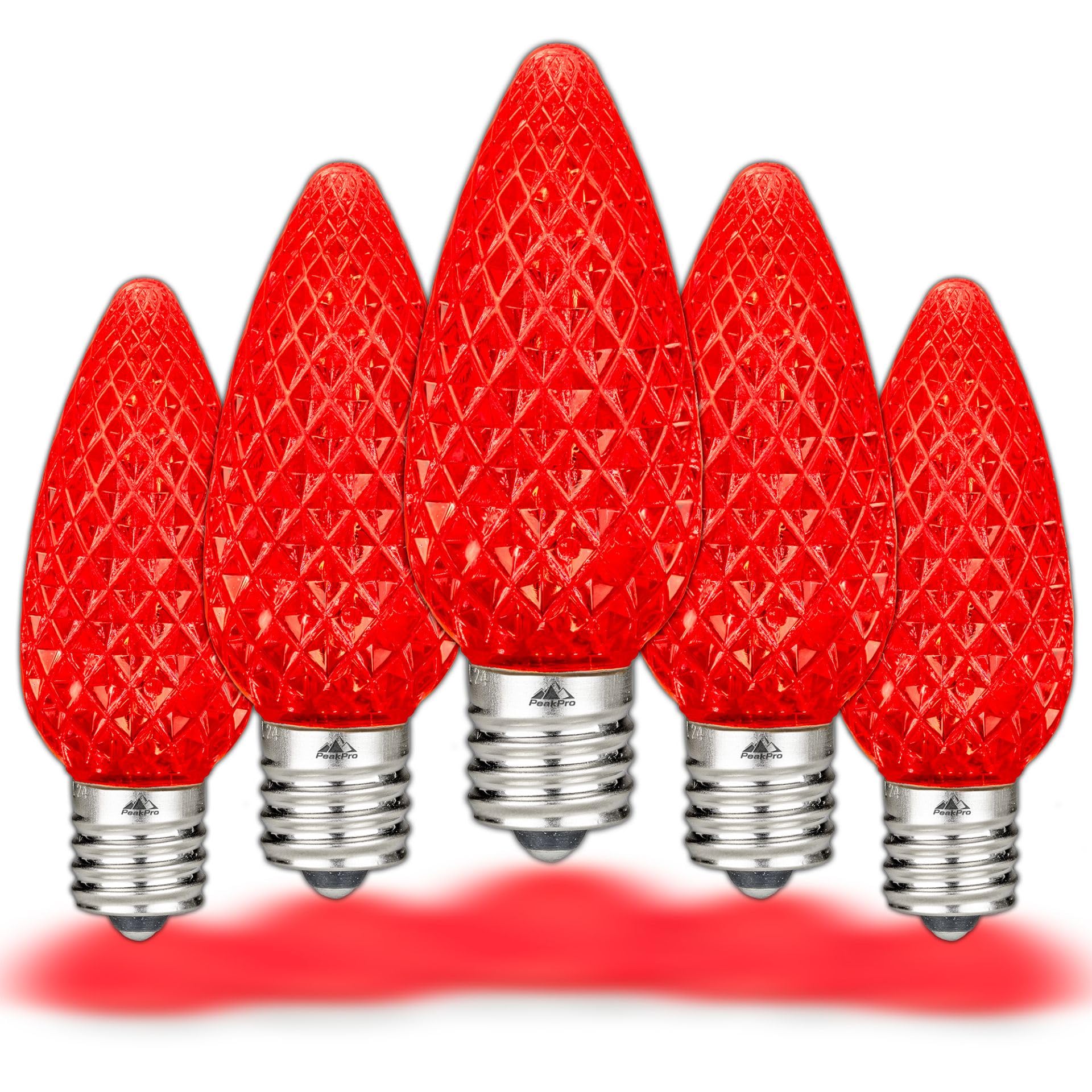 Novelty Lights 250CT C9 LED Faceted Ultra Bright Dimmable Outdoor Christmas Light Replacement Bulbs Decorative LED Christmas Lights  Red
