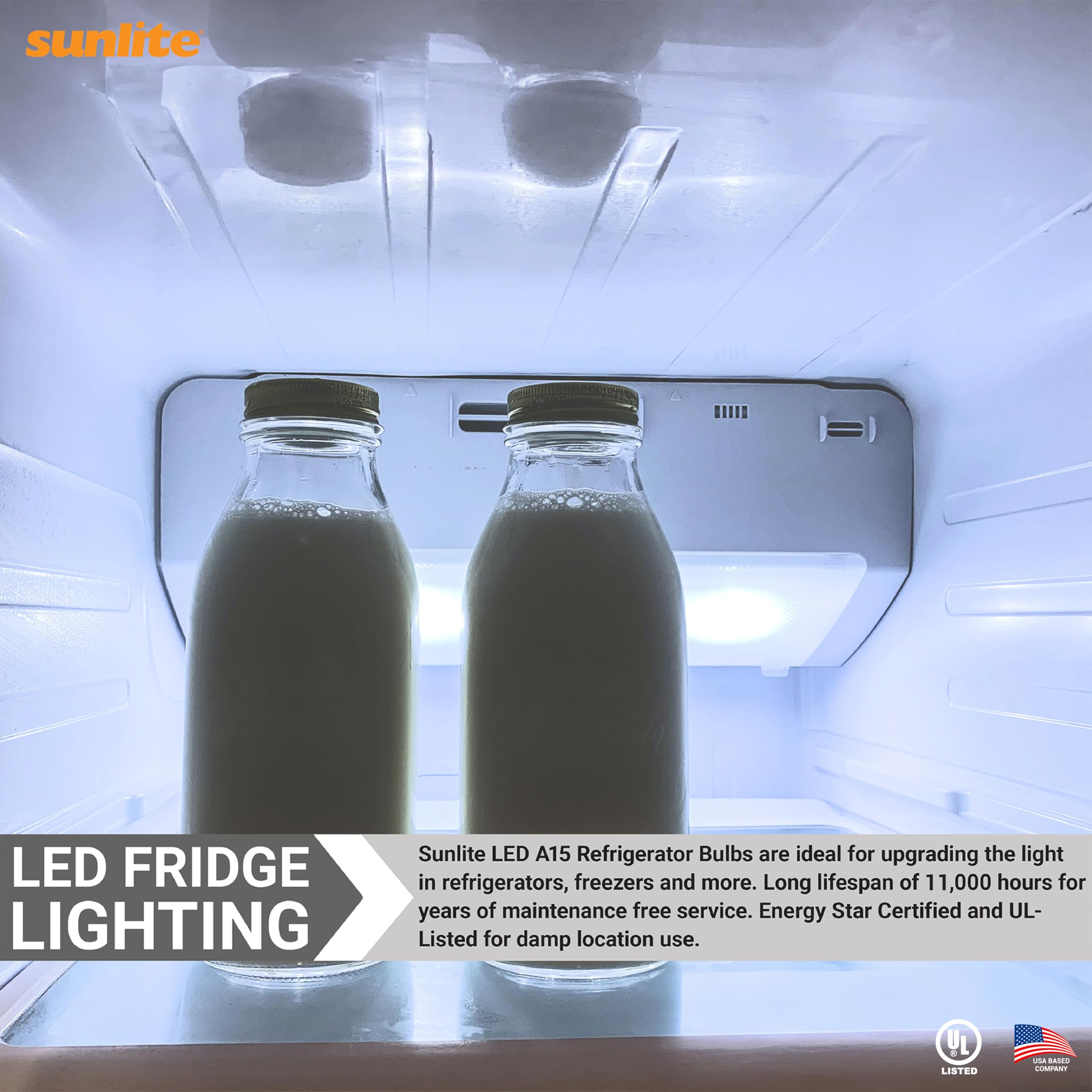 Sunlite Led A15 Refrigerator Light Bulb, 6 Watts (40W Equivalent), 450 Lumens, Medium Base (E26), Dimmable, Frosted Finish, Ul L