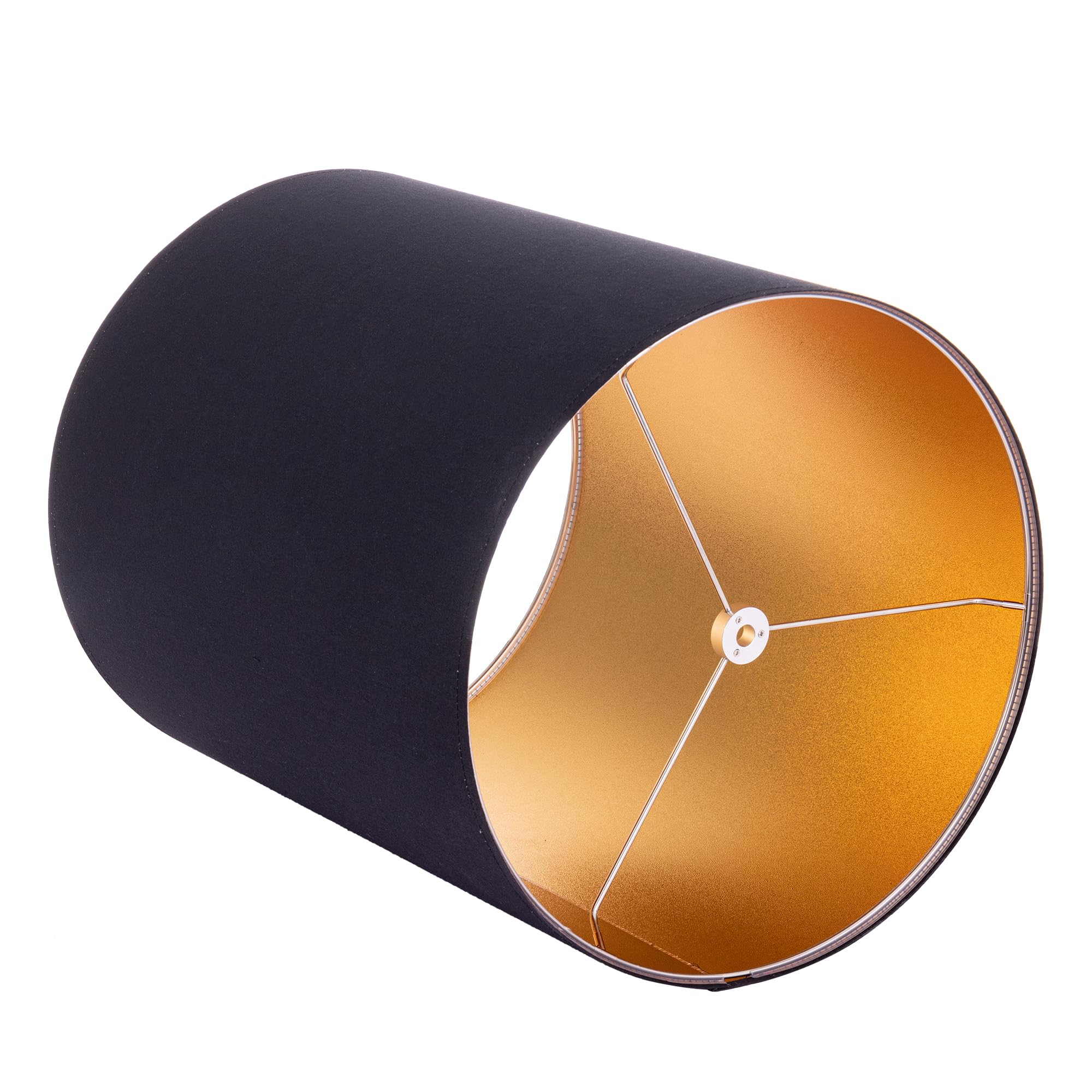Wellmet Blackgold 14''X14''X17'' Inches Lampshade, Required Assembly For Table Lamp, Bedside Lamp, Floor Lamp, Fabric Drum Lamps