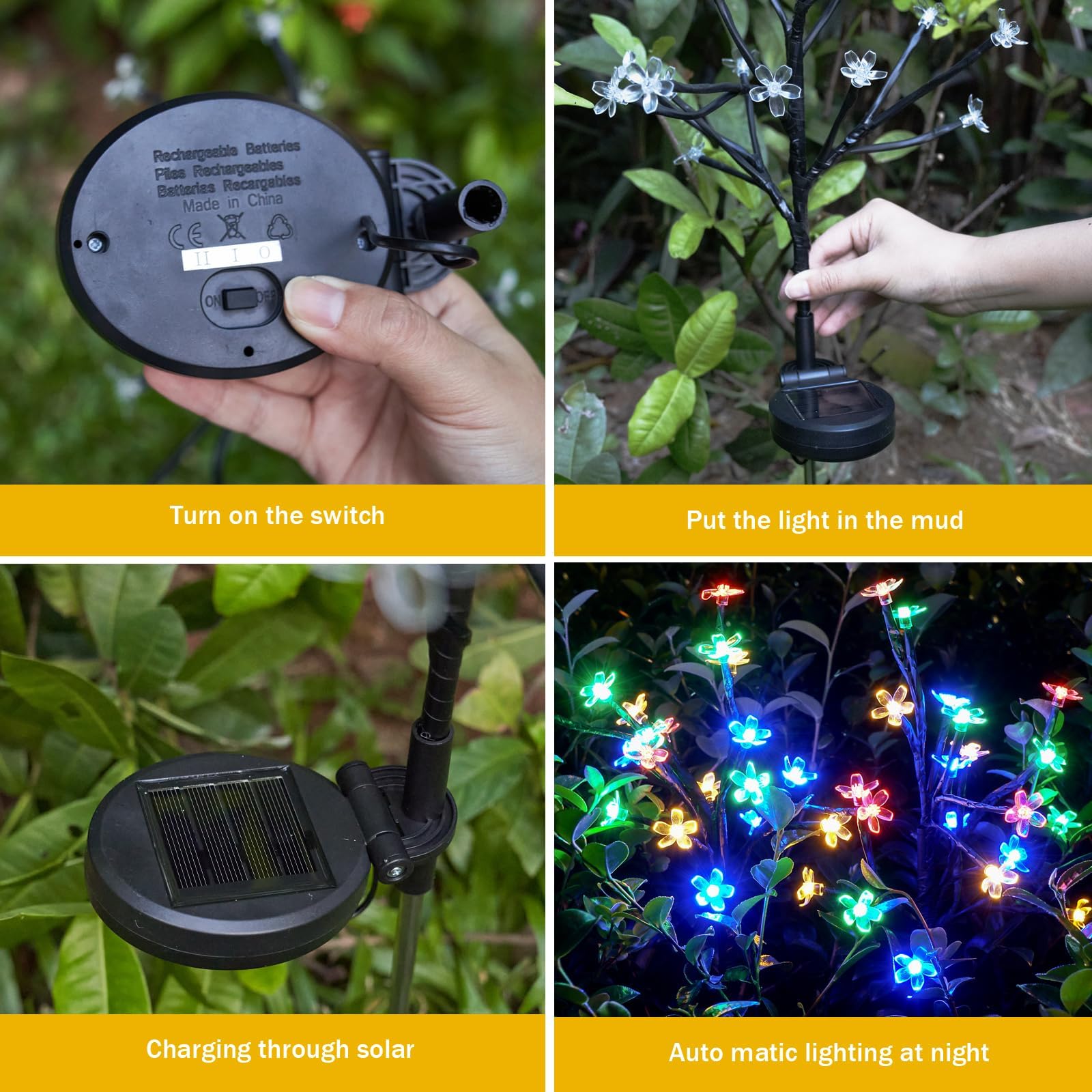 Iueecen Solar Garden Lights Outdoor,Waterproof Solar Lights For Outside Decorative 6Pack, 120Led Solar Flowers Garden Decor, Outdoor Solar Lights For Yard Pathway,Lawn,Solar Garden Decorations