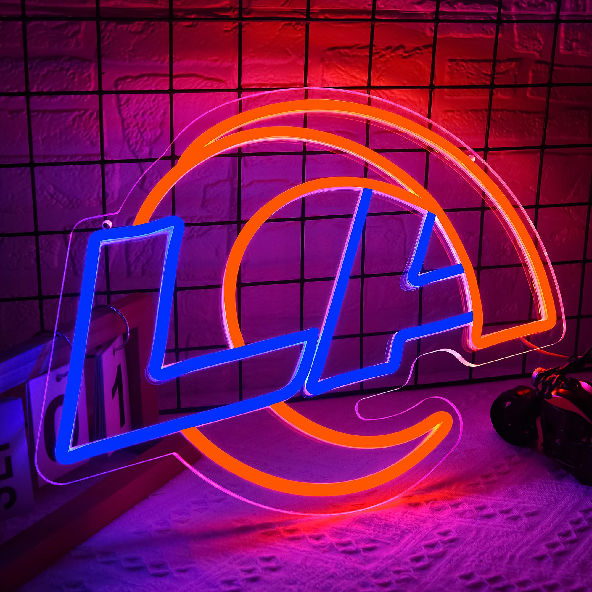 Football Neon Sign For Wall Decor Ram Football Team Led Neon Sign For Man Cave Birthday Gifts For Football Fans Blue Neon Lights Up Sign For Party Club Bar Dorm Decorations,Size16.1 * 11.8In(Zyld119)