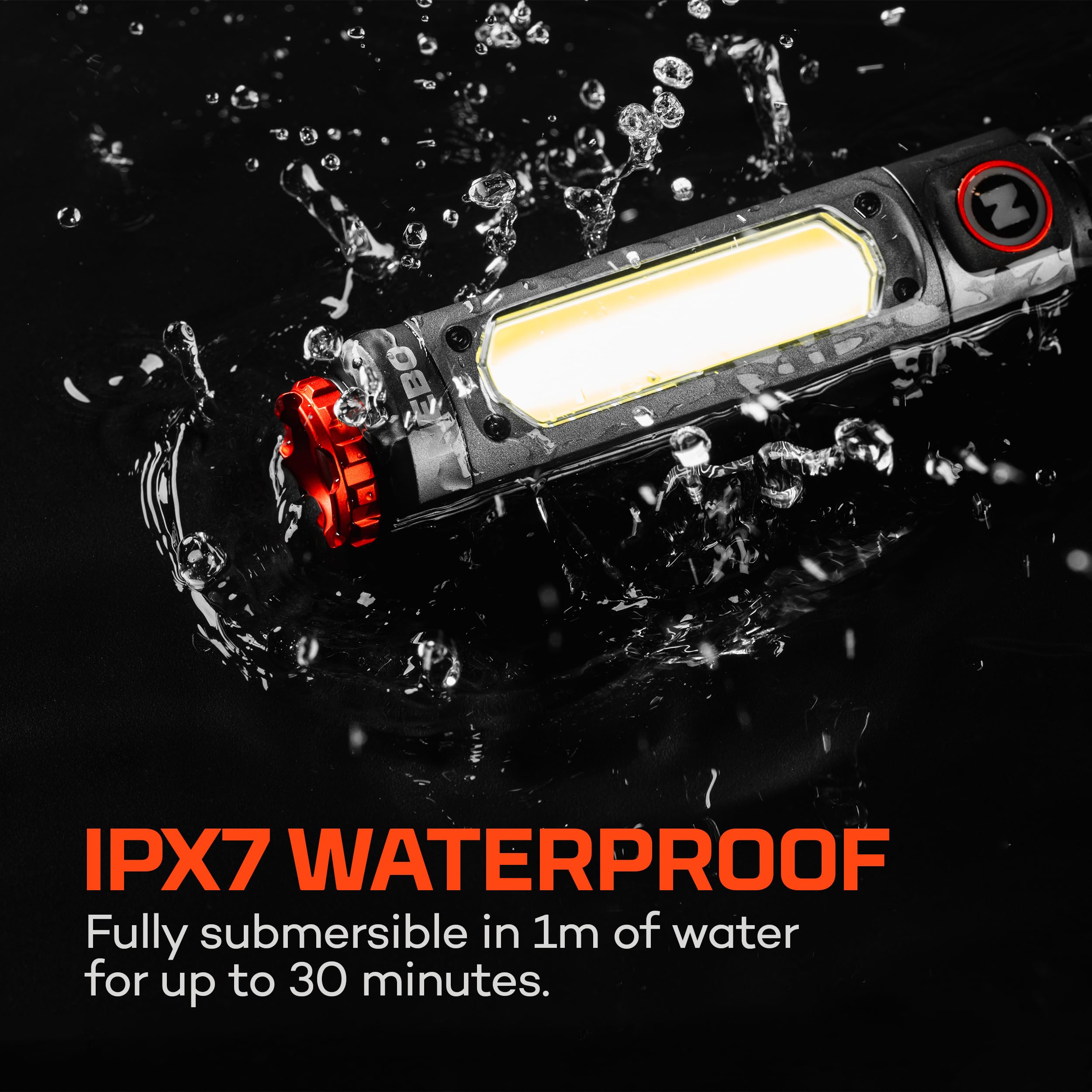 NEBO Big Larry 600 Rechargeable Work Light | 600 Lumens, 7 Light Modes, Magnetic COB Task Lamp & LED Flashlight, Waterproof, Ste