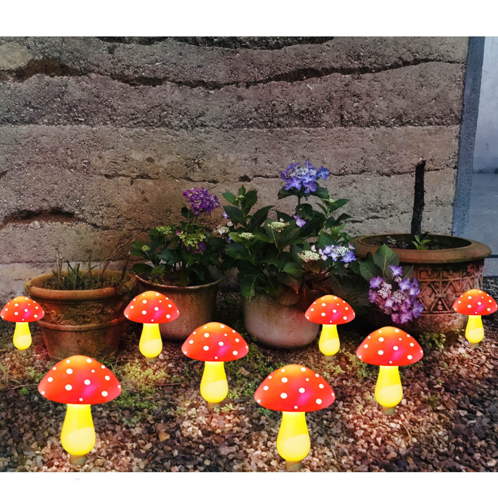 Homeleo 8-Pack Red Mushroom Solar Lights For Outdoor Garden Decor