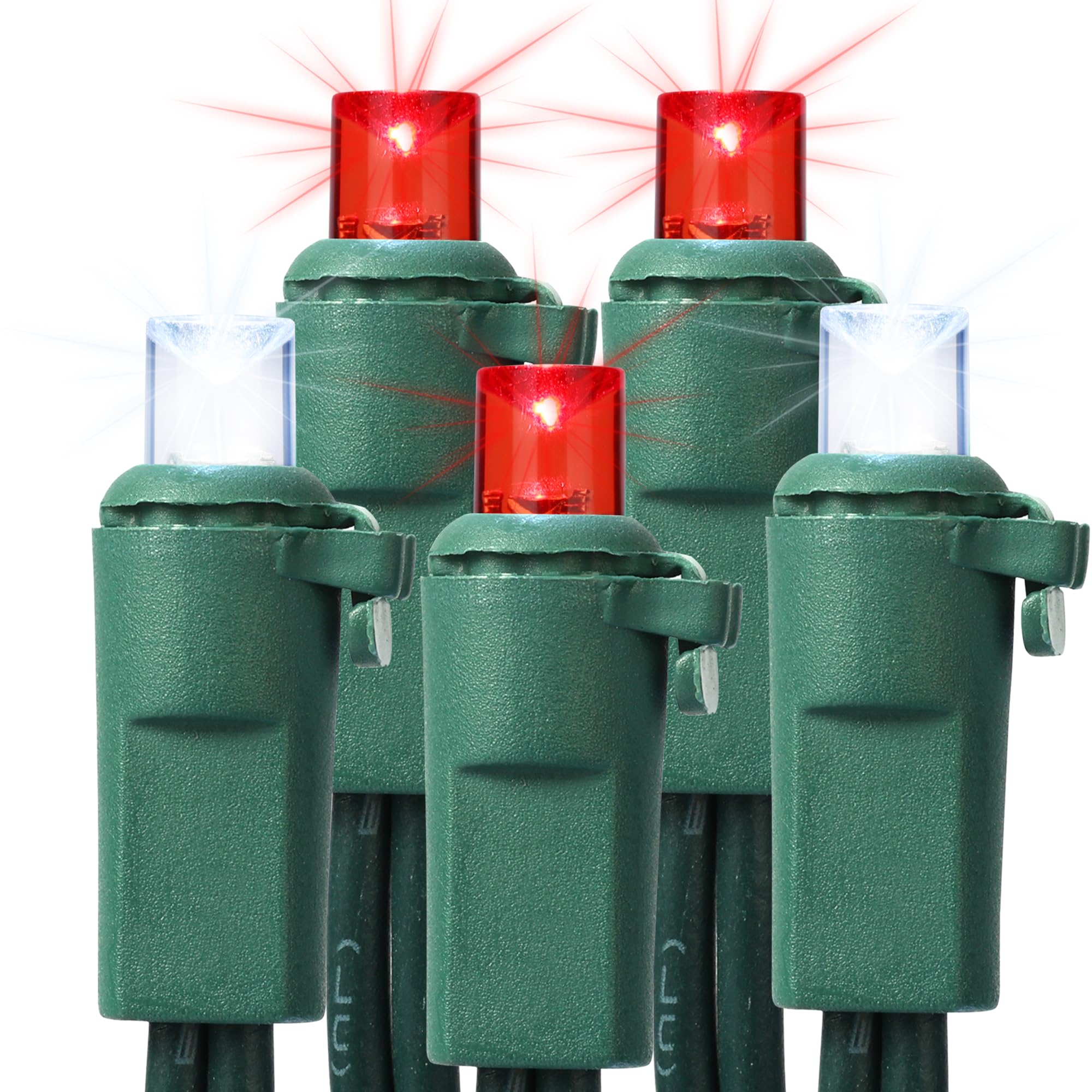 Brizled Red & White Christmas Tree Lights, 33ft 100 LED 5MM Wide Angle Gentle Twinkle Christmas Lights, 120V UL Certified Connectable Christmas String Lights Outdoor Xmas Light for Christmas Tree Home