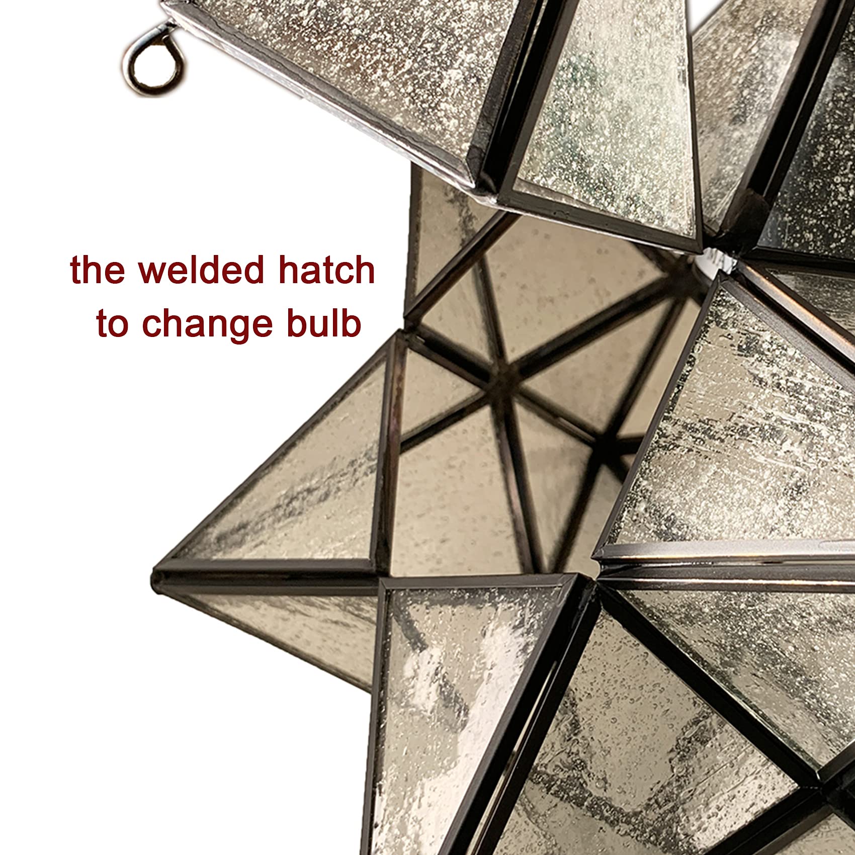 16'' Large Moravian Star Pendant Light Clear Glass Hanging Star Lights On Chain