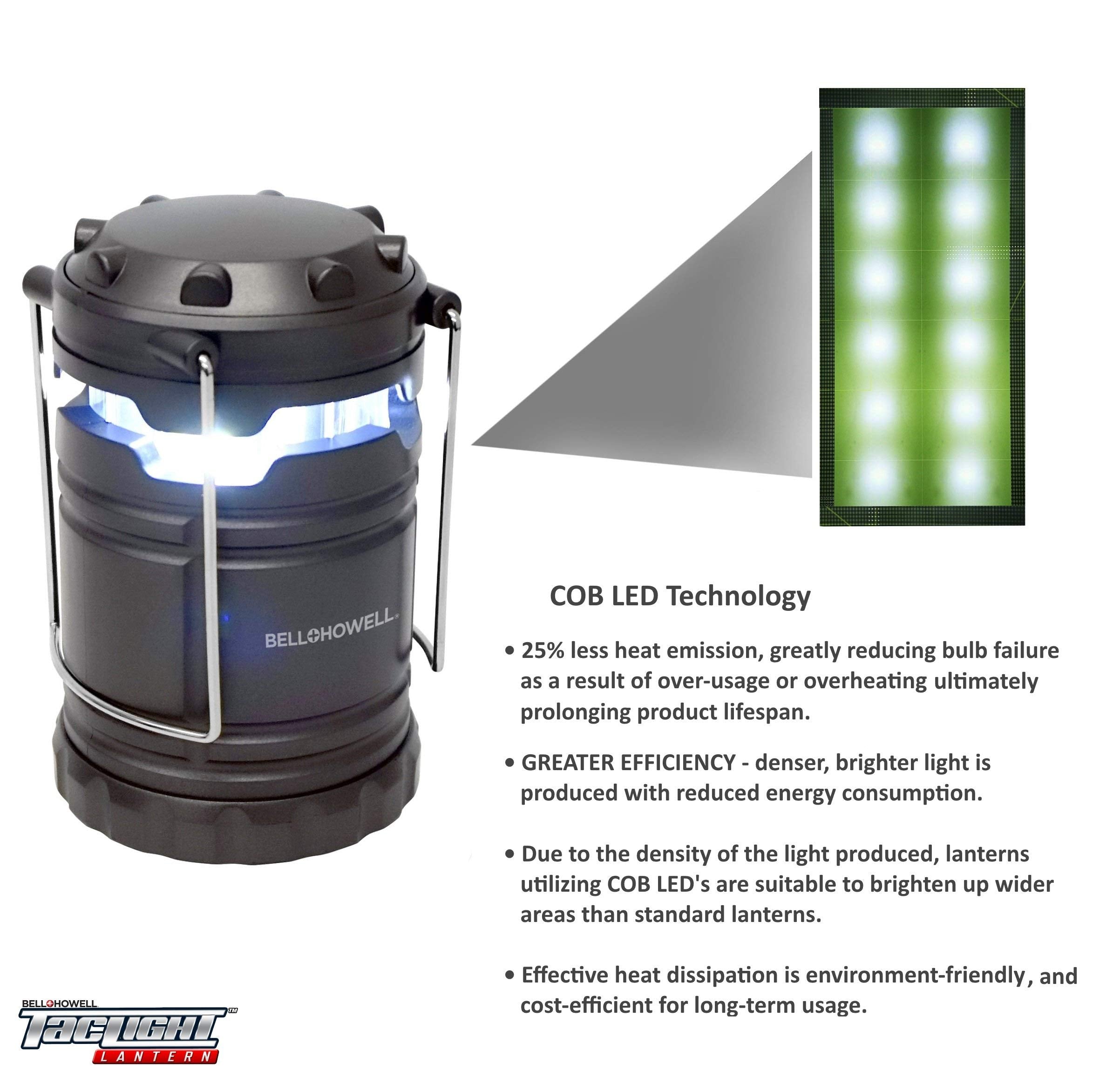 Bell+Howell Taclight COB LED Camping Lantern - Super Bright, Weatherproof, Collapsible, Model 1398, Basic Color