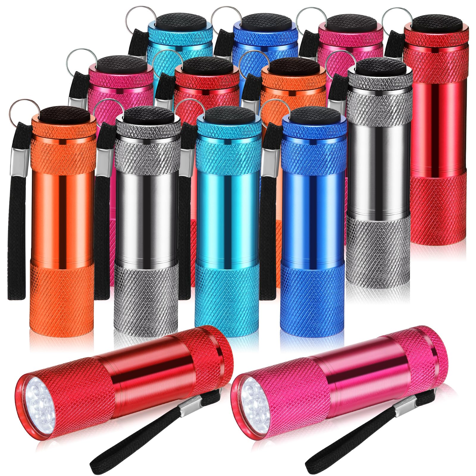Vihose 12 Pcs Mini Flashlights Bulk  Bright Aluminum Handheld Flash Lights With Lanyard  Small Led Flashlights For Kids Night Reading Emergency Hurricane Camping Hiking Party Favors(Vibrant Colors)