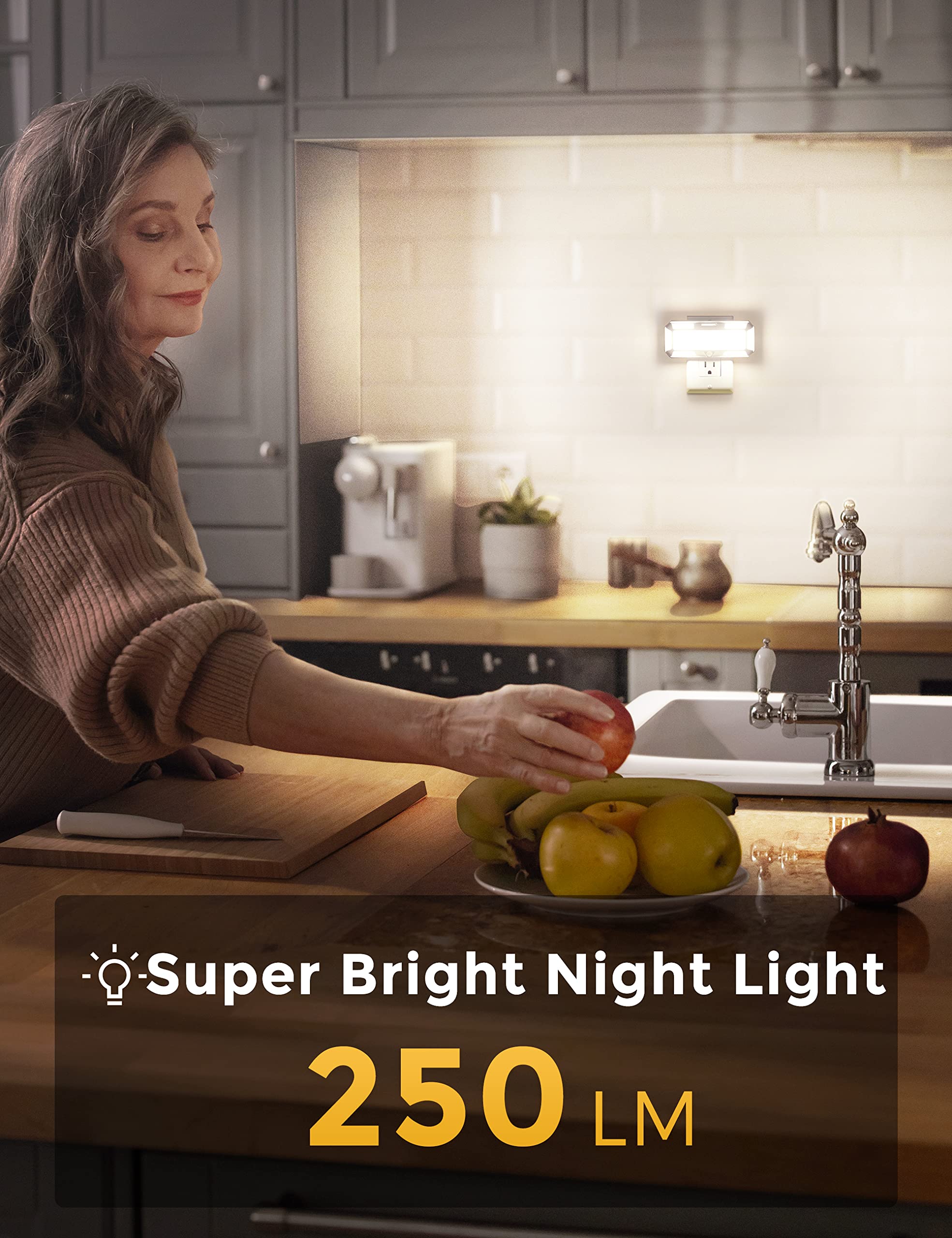 Super Bright Night Light, Lohas Night Lights Plug Into Wall [2 Pack], 0-250Lm Led Night Light With Light Sensor, 2W Dimmable Nig