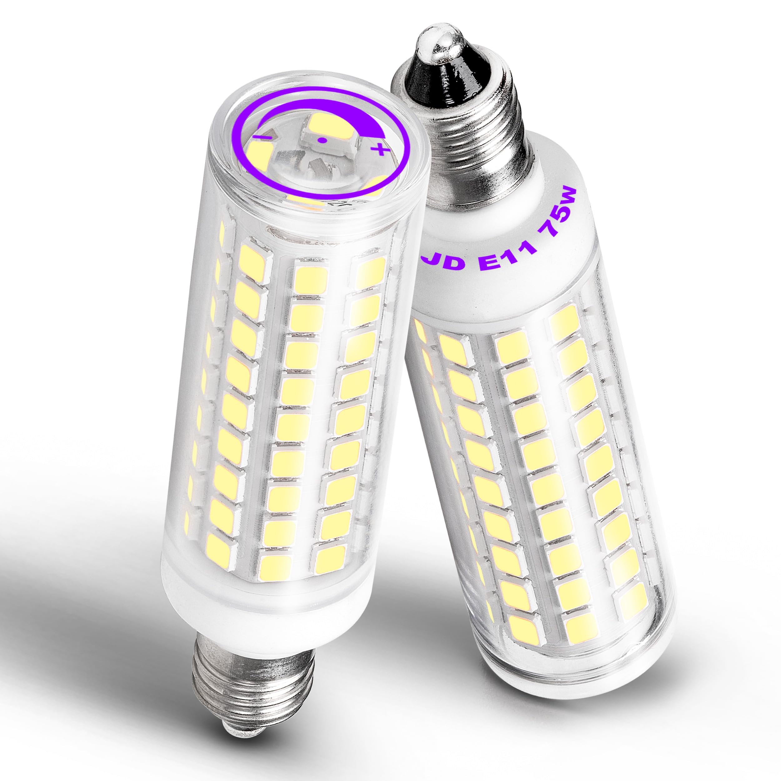 E11 Led Bulbs Dimmable JDE11 120V 75W Halogen Candelabra Bulbs Equivalent T3 T4 Mini Base JD E11 Bulb  6000K Daylight White 7W 750 lm E11 for Chandeliers Candelabra Ceiling Fan Cabinet Lighting 2Pack