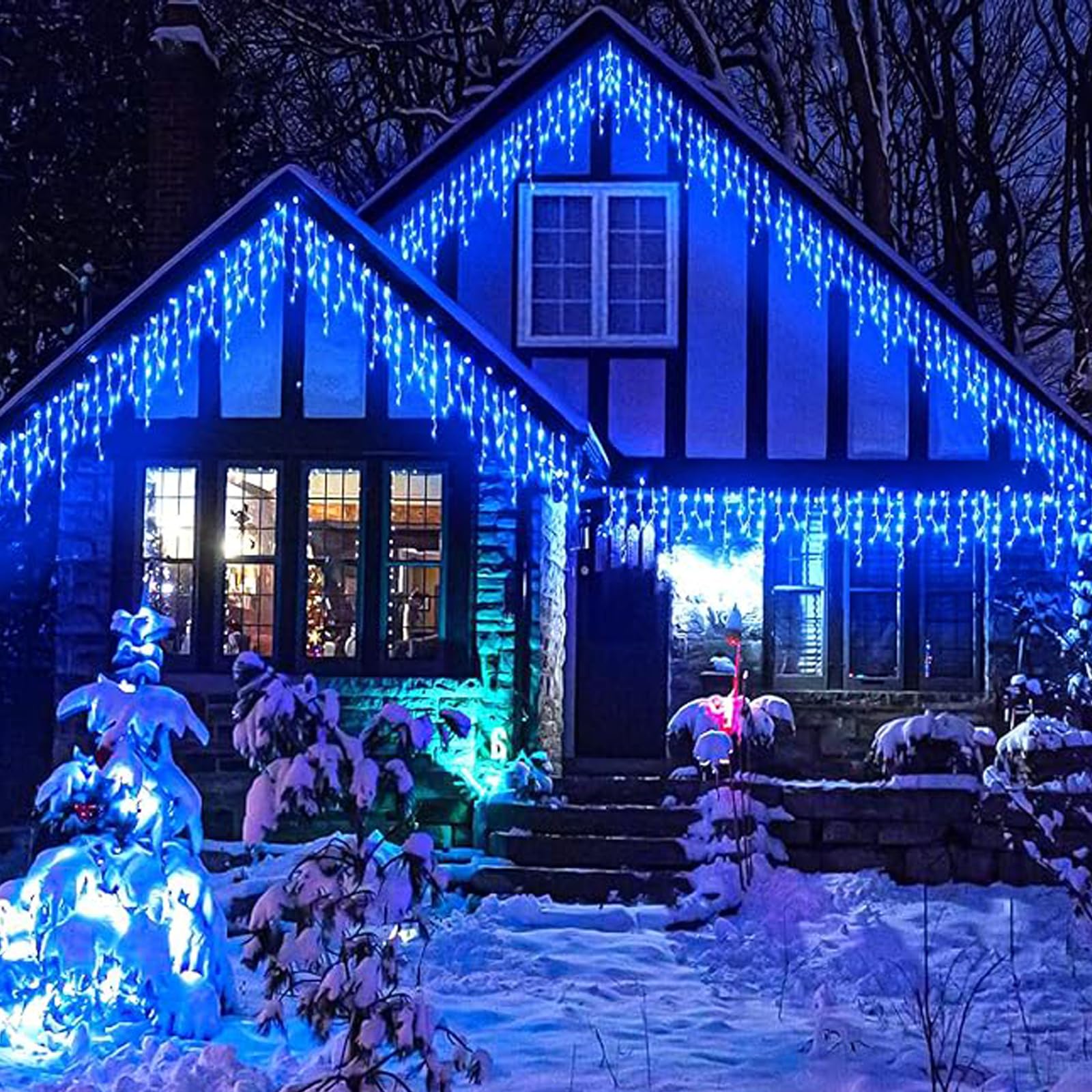 Upgraded Solar Christmas Lights,304 Blue Led Outdoor Christmas Decorations 8 Modes Waterproof Solar Powered String Lights For Pa