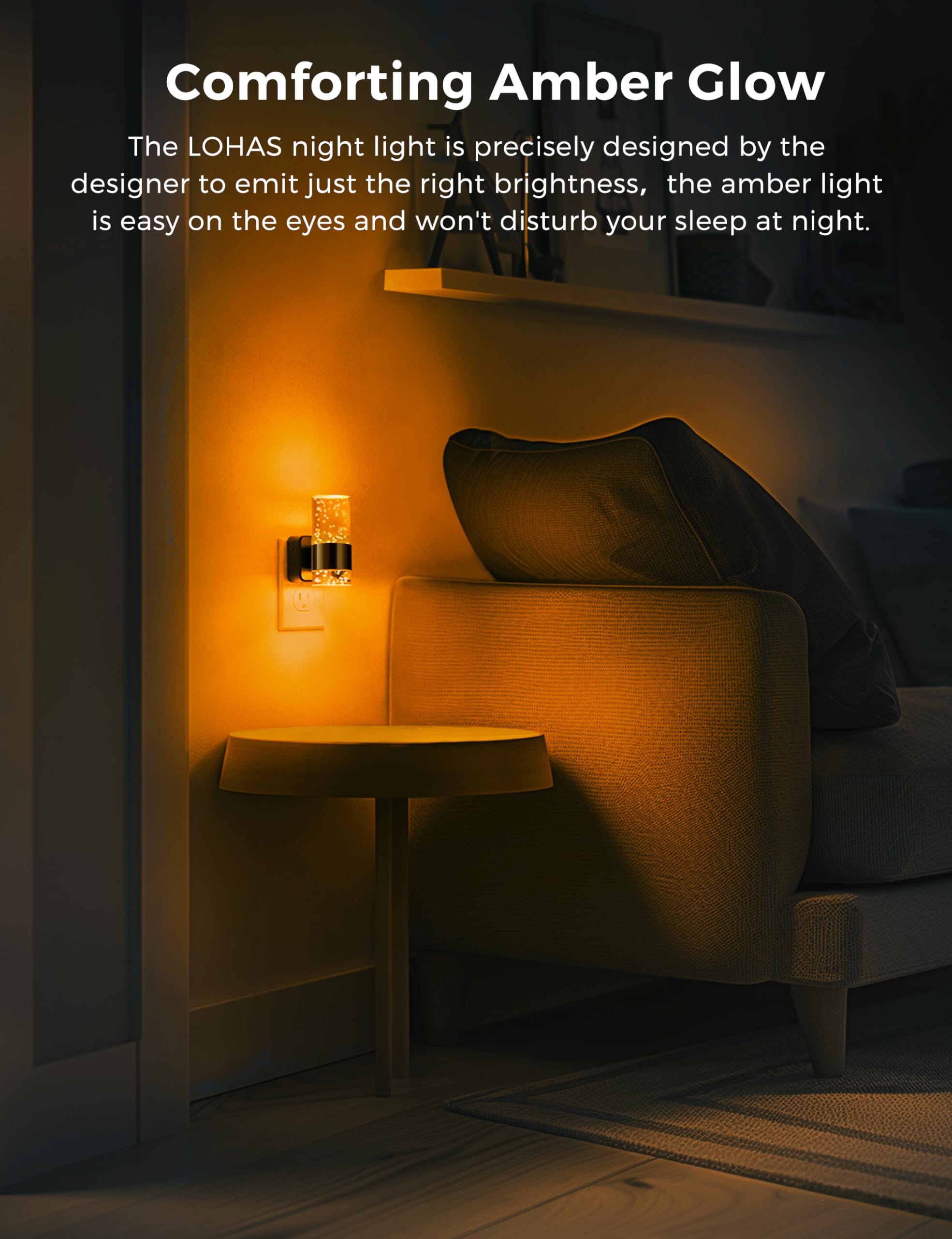 L Lohas Led Night Light,Dimmable Night Lights Plug Into Wall, Acrylic Nightlights With 0-100 Lm Adjustable Brightness, Amber Plu