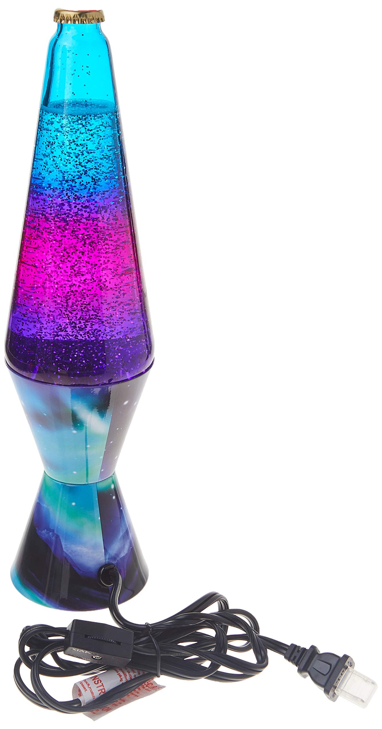 Lava Lamp 2160 Colormax, 14.5" Multicolor Glitter with Clear Liquid and Decal Base