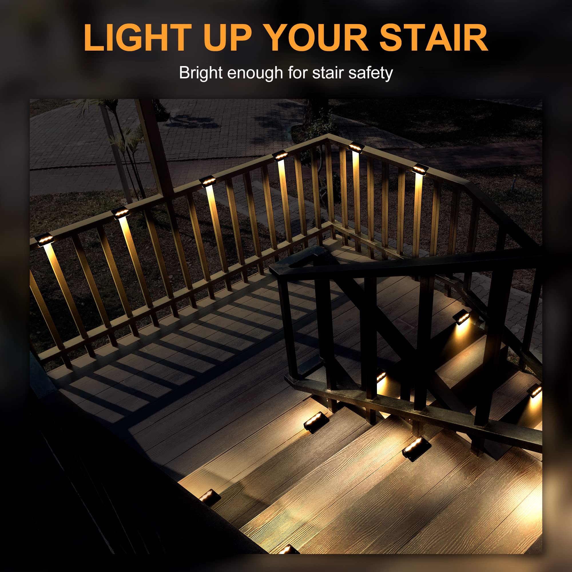 Solpex Solar Fence Lights, 6 Leds Solar Lights Outdoor Waterproof Solar Powered For Deck, Stair, Front Porch, Balcony, Walkway,