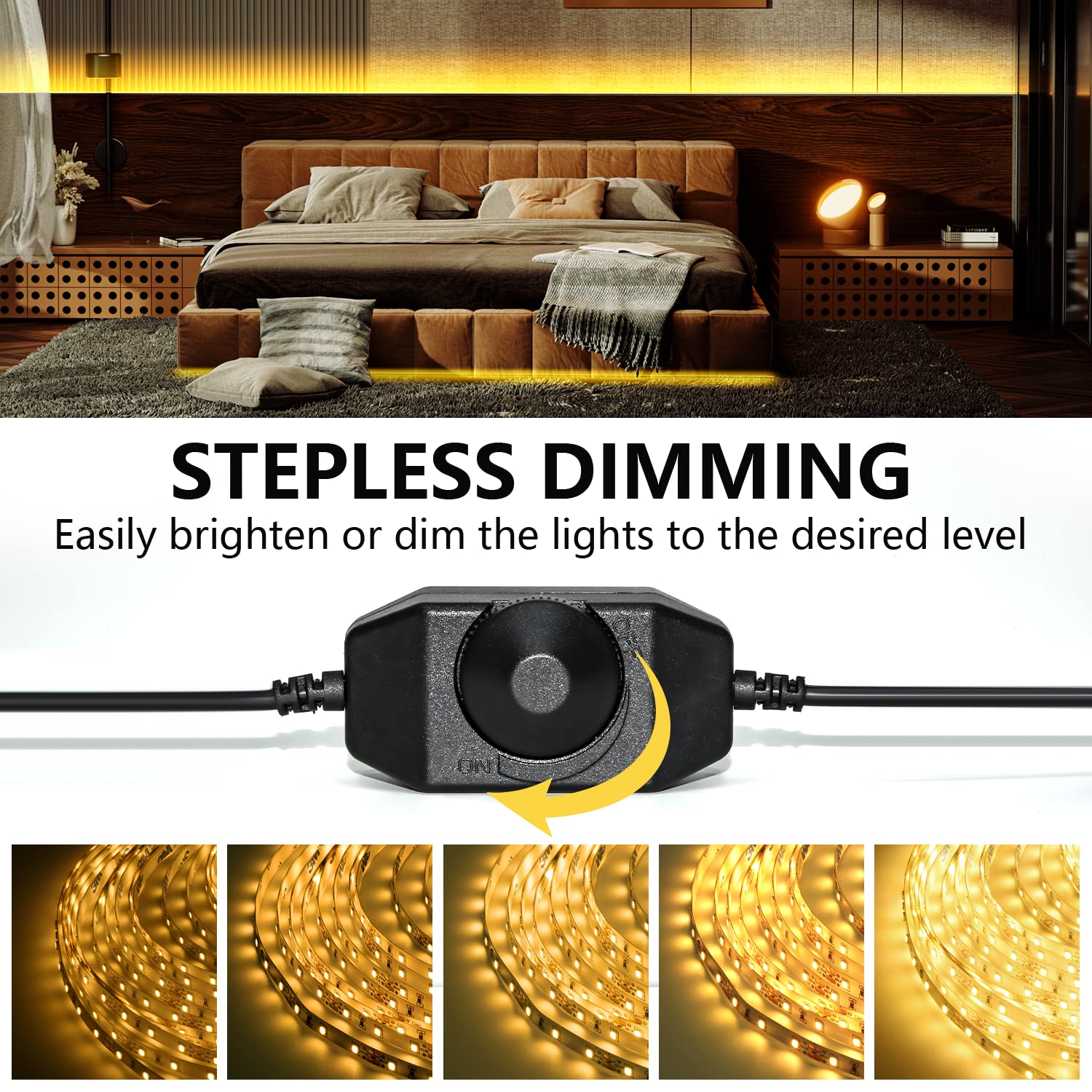 ollrieu LED Strip Lights 100ft Dimmable Warm White 3000K 12V Flexible Ribbon Light Model OL001030-02-US