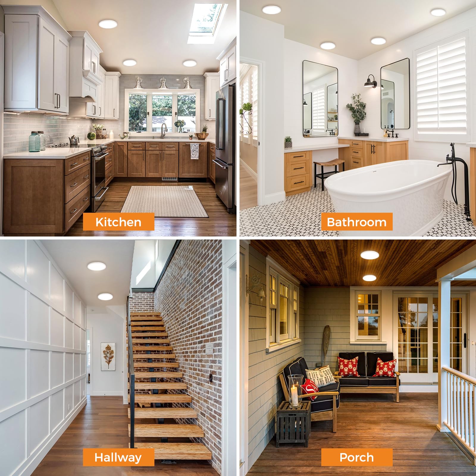 Slochi 6Pack Flush Mount Ceiling Light  7.5Inch Super Slim 3000K-4000K-6500K Led Ceilings Light  Round White Ceiling Light Fixtures For Bedroom Living Room Kitchen Bathroom Hallway Laundry