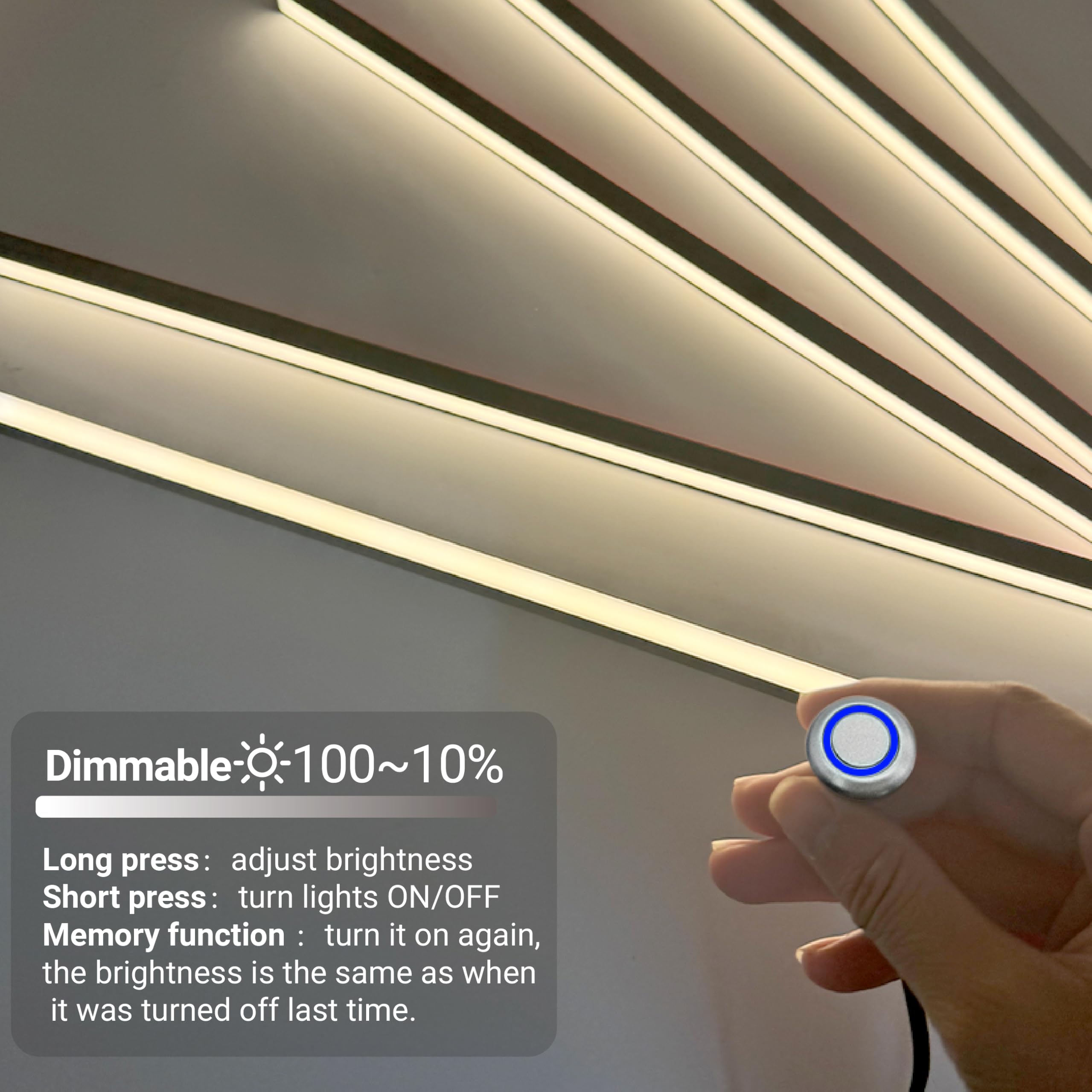 Hamrvl Led Recessed Lighting  Dimmable Self-Adhesive Led Strip Lights For Wood Slat Wall Panels  6 Pcs Warm White 3000K Touching Wall Panel Lights  Ambient Lighting For Acoustic Panels Cabinets