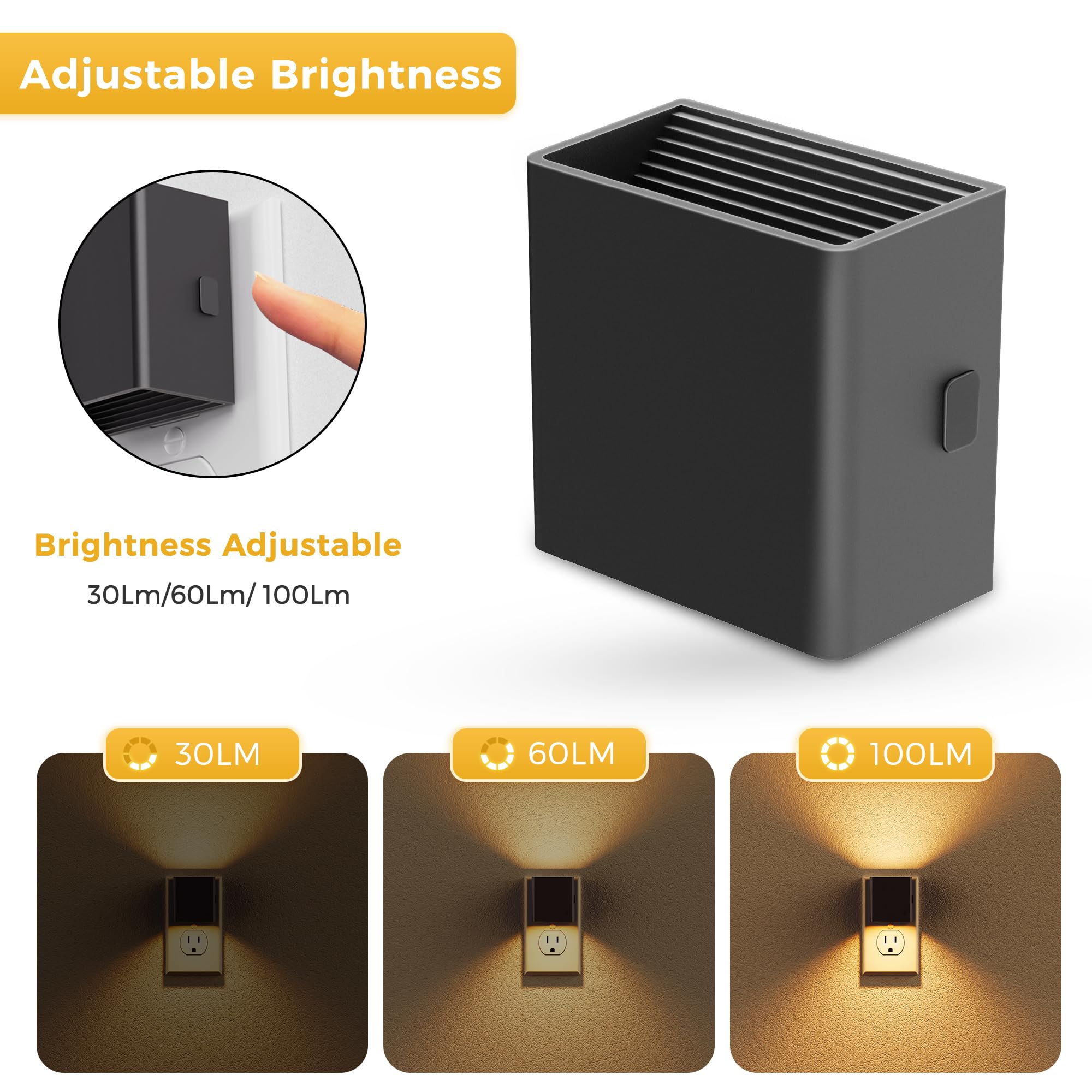 L Lohas Led Night Lights Plug Into Wall,[2-Pack] Plug In Night Light With Light Sensor,Brightness Adjustable,3000K Warm White,Mo