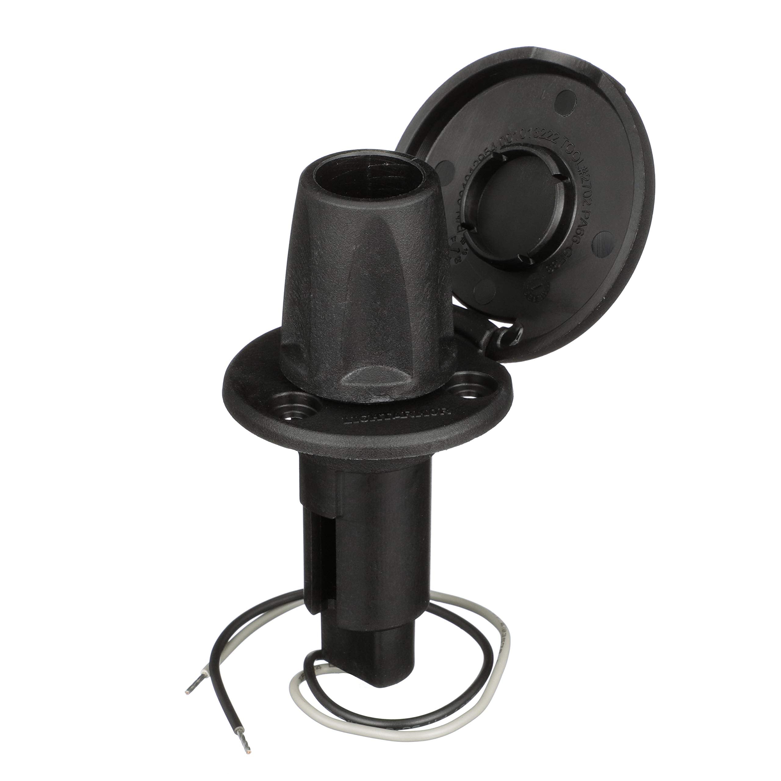 Attwood 910R2Pb-7 Lightarmor 910R Series Round Plug-In Light Base - For All-Around Pole Light, 2-Pin, Black Composite Cover