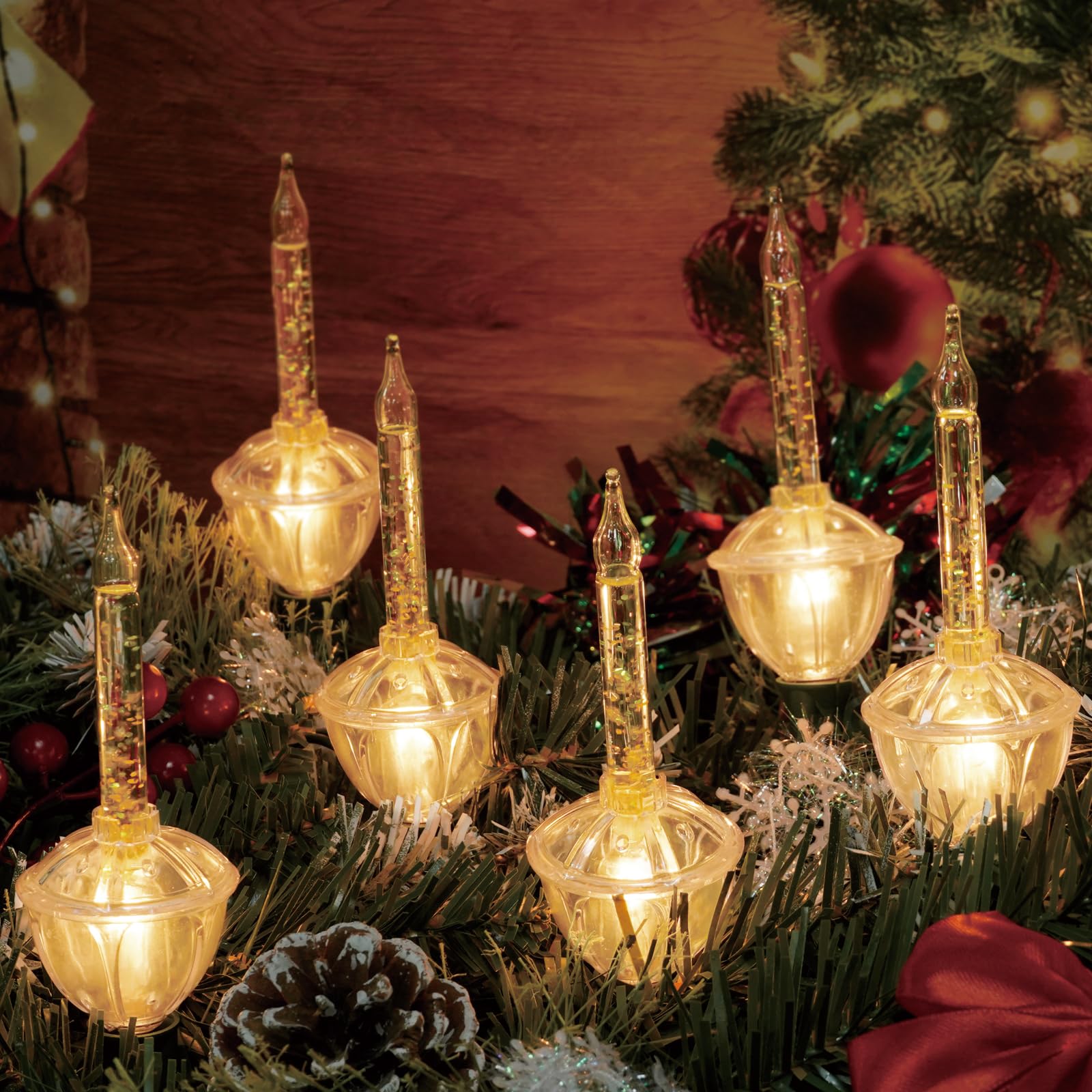 Christmas Bubble Lights, Bubble Lights Gold Glitter String Lights with 10 Bulbs (1 Spare Bulbs), Bubble Lights with C7/E12 Base,