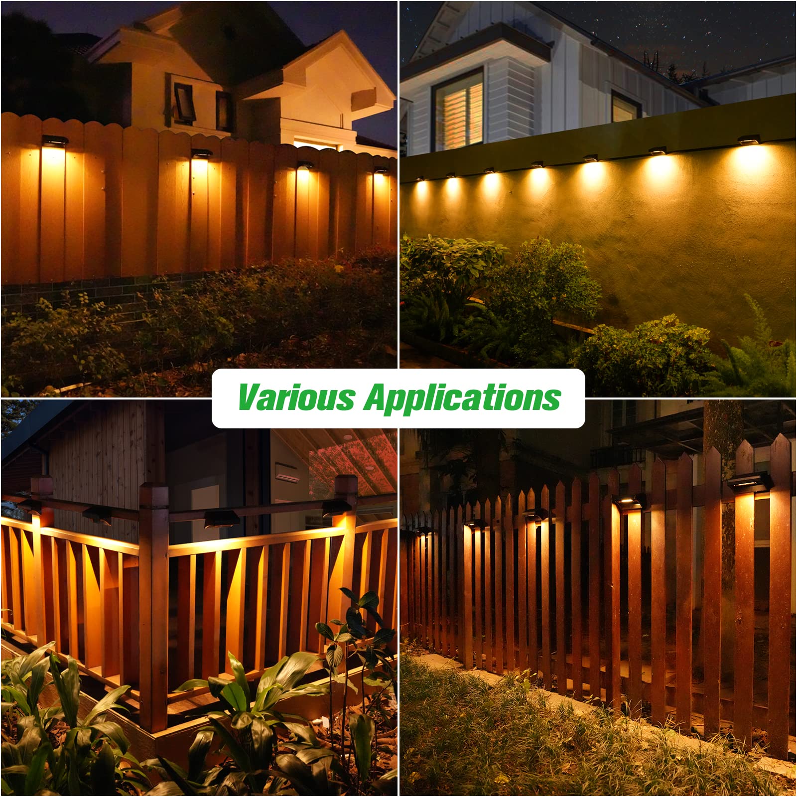 Bridika Solar Fence Lights - 8 Pack Plus Size, Waterproof Warm & Cool White LED for Outdoor Use, Model WL07 Plus