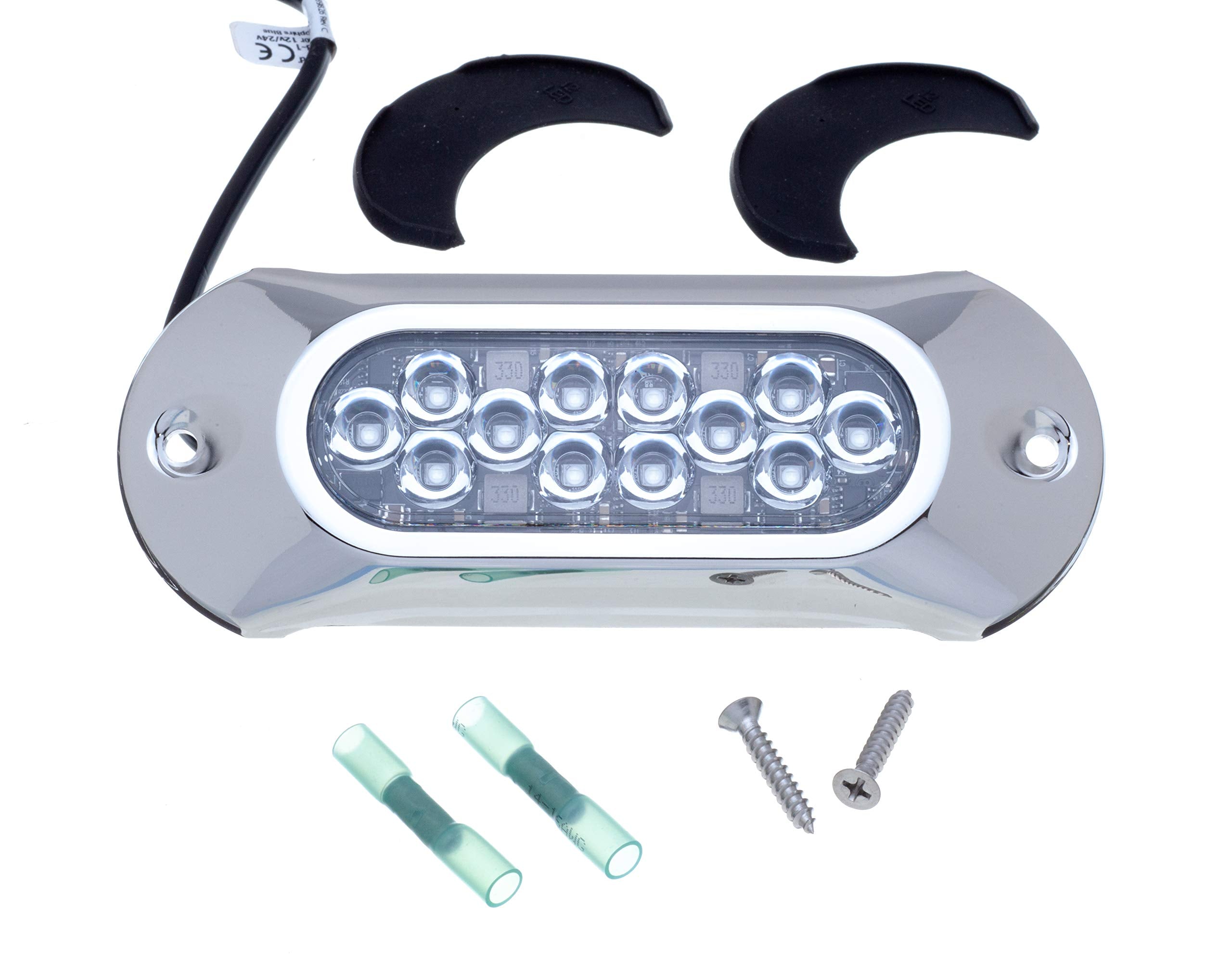 Attwood 65Uw12B-7 Lightarmor Ultra-Bright 12-Led 1,650 Lumen Underwater Light, Sapphire Blue