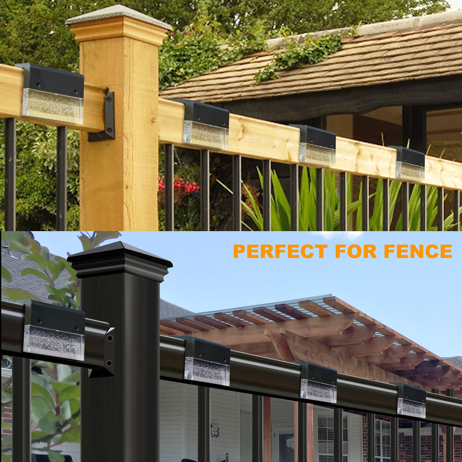 Denicmic Solar Deck Lights, 10 Lumens Led Step Lights, 6 Pack, Warm White/Color Changing